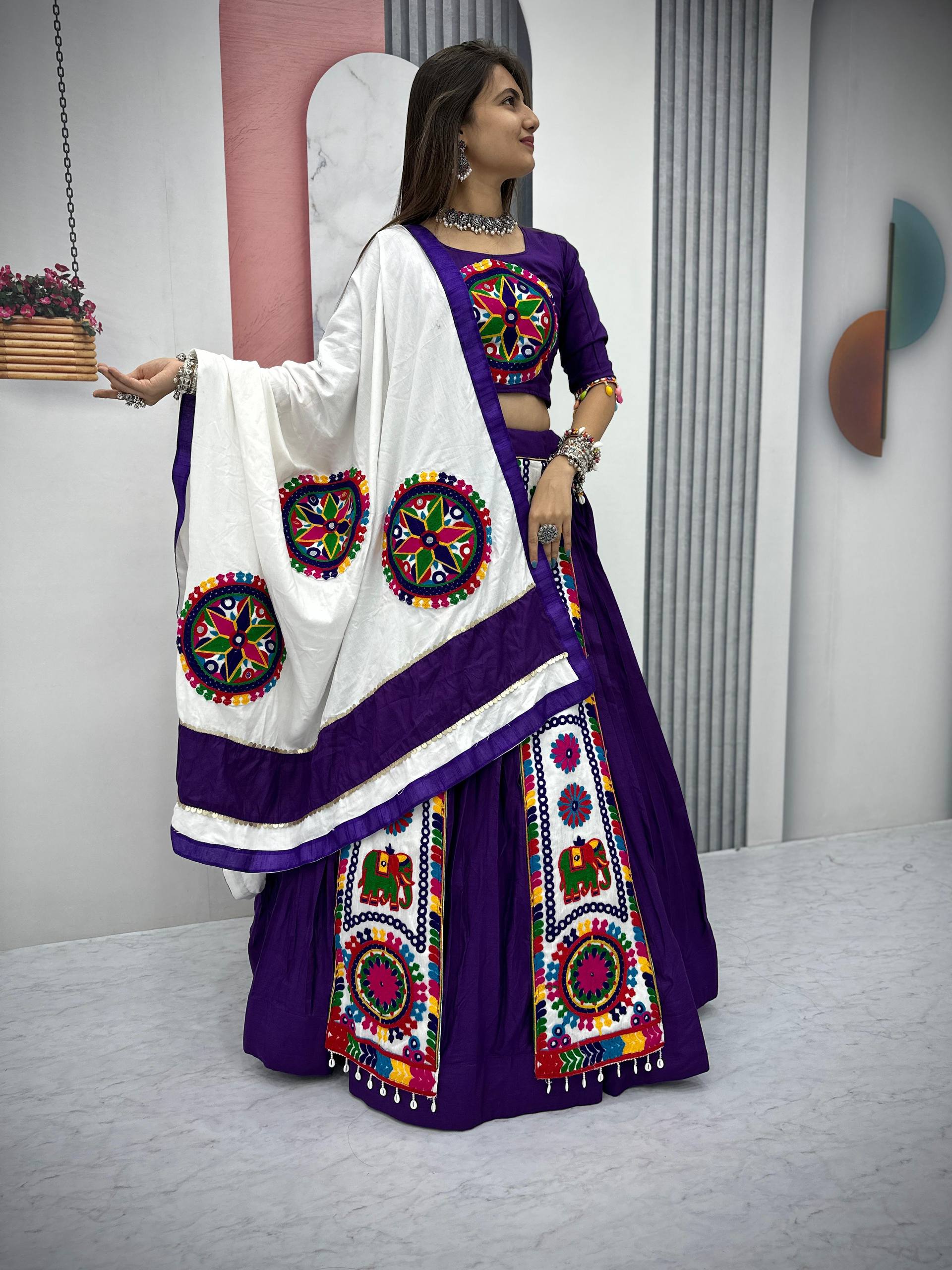 " Navratri Special Pure Cotton Lehenga Choli with 6 Meter Big Flair| Krushi Life Style"