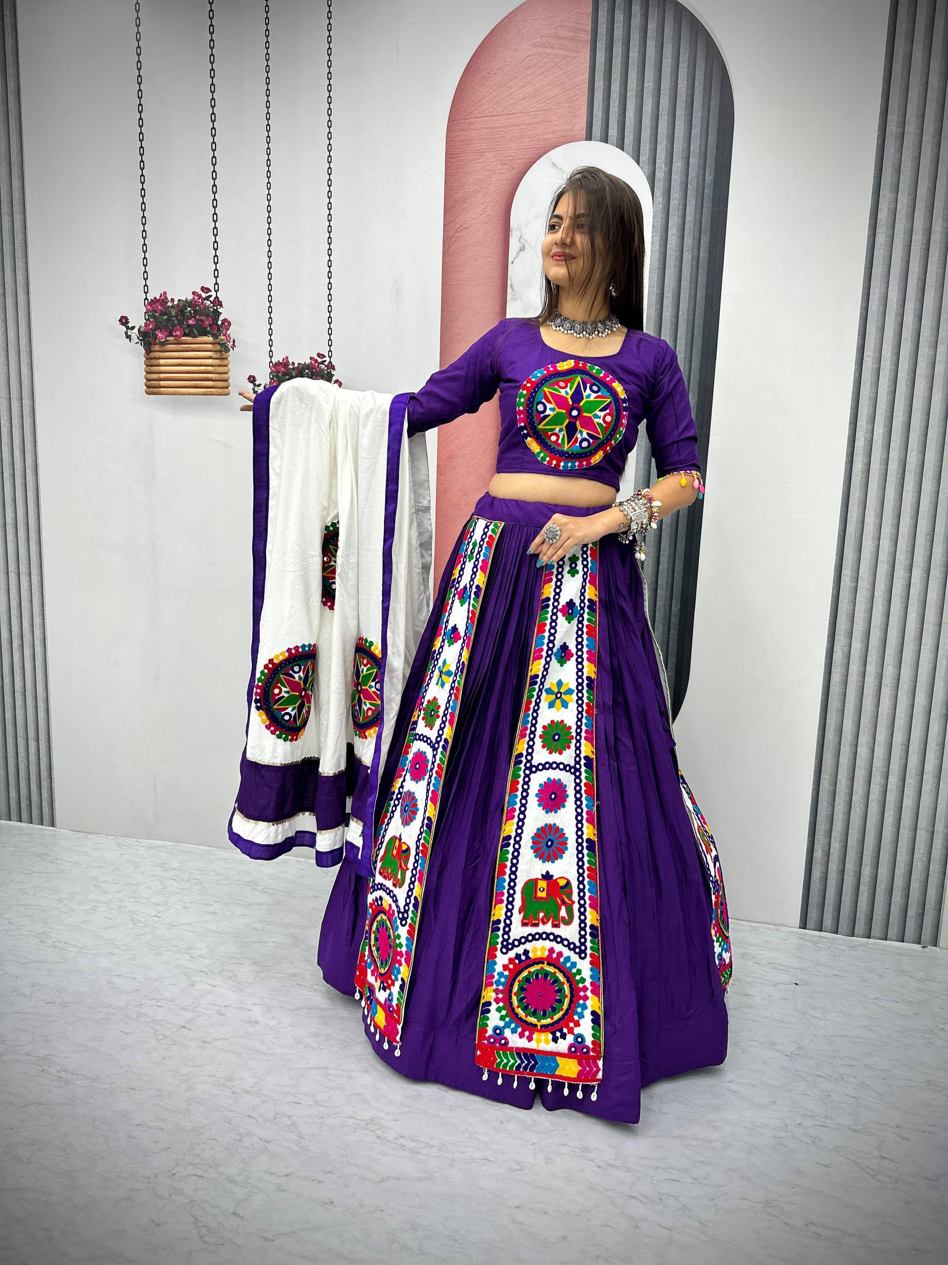 " Navratri Special Pure Cotton Lehenga Choli with 6 Meter Big Flair| Krushi Life Style"