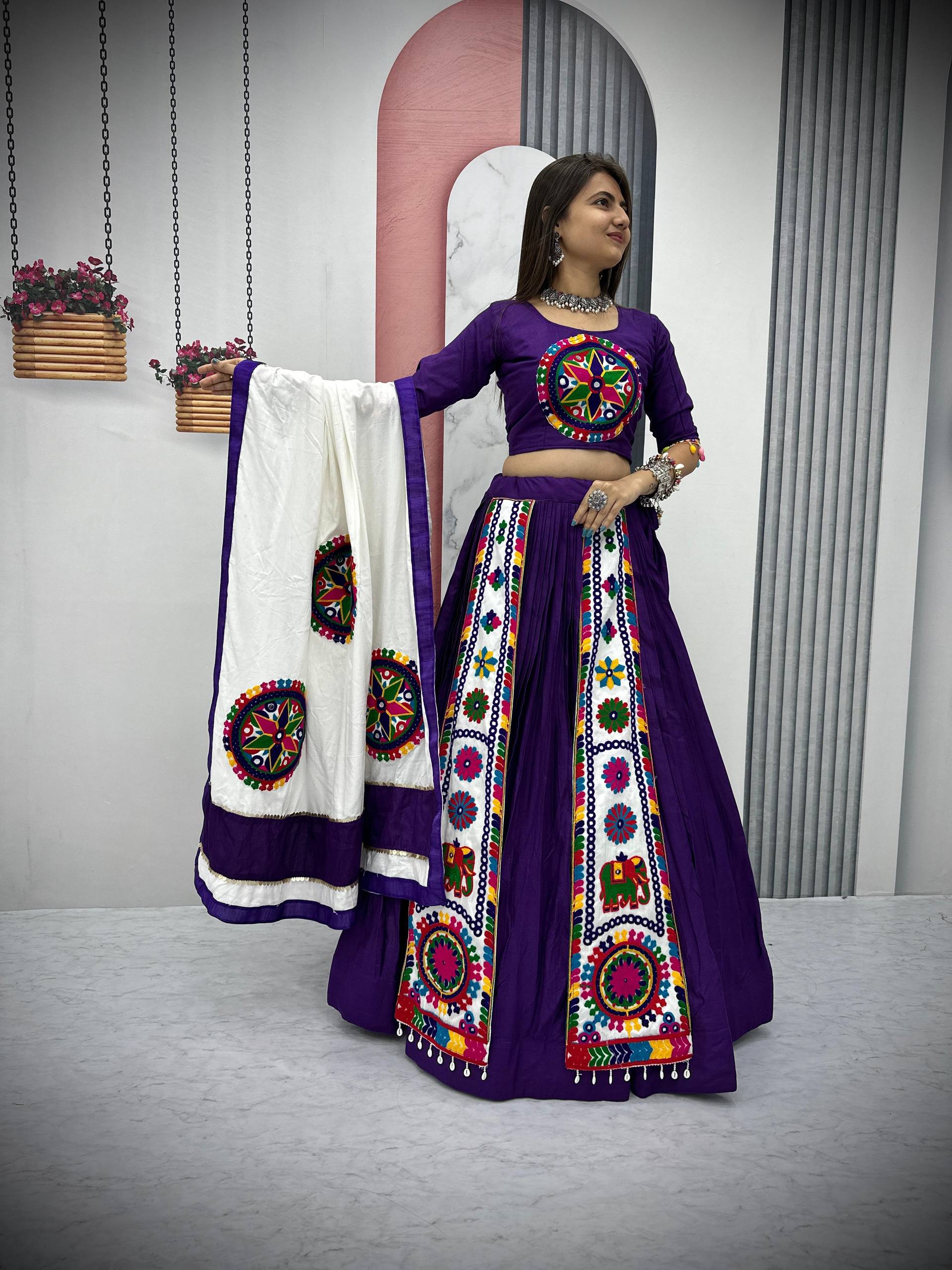 " Navratri Special Pure Cotton Lehenga Choli with 6 Meter Big Flair| Krushi Life Style"