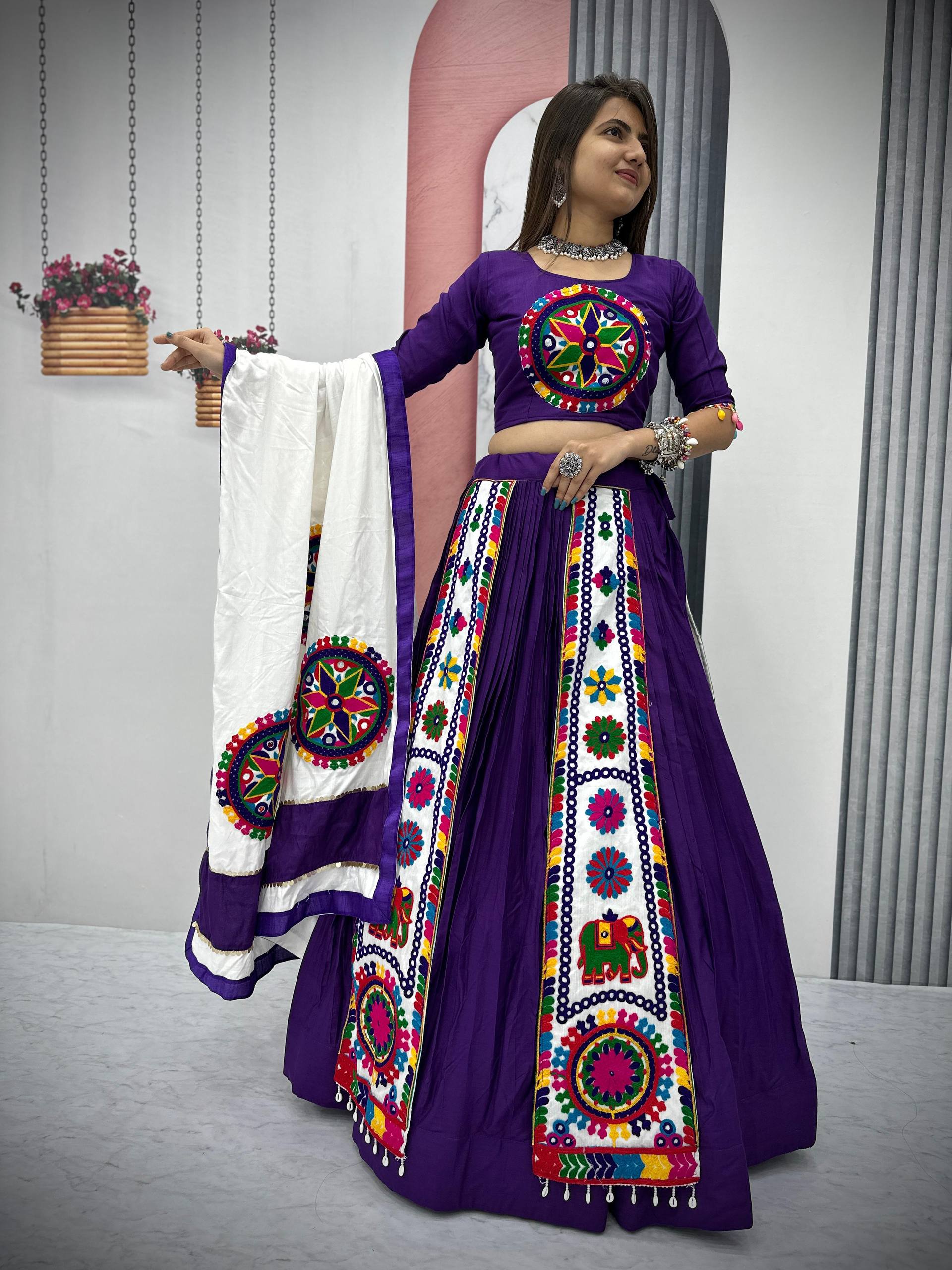 " Navratri Special Pure Cotton Lehenga Choli with 6 Meter Big Flair| Krushi Life Style"