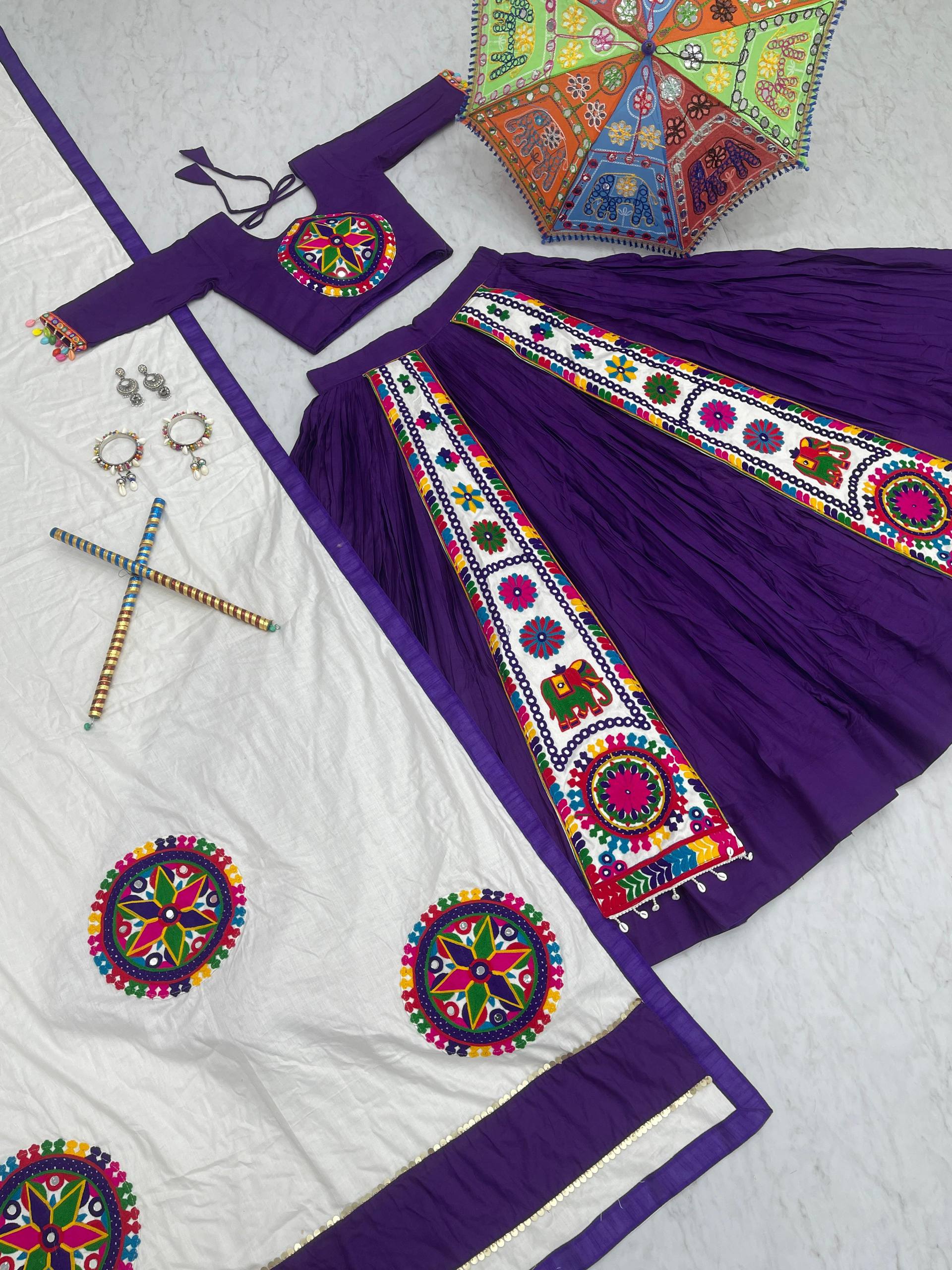 " Navratri Special Pure Cotton Lehenga Choli with 6 Meter Big Flair| Krushi Life Style"