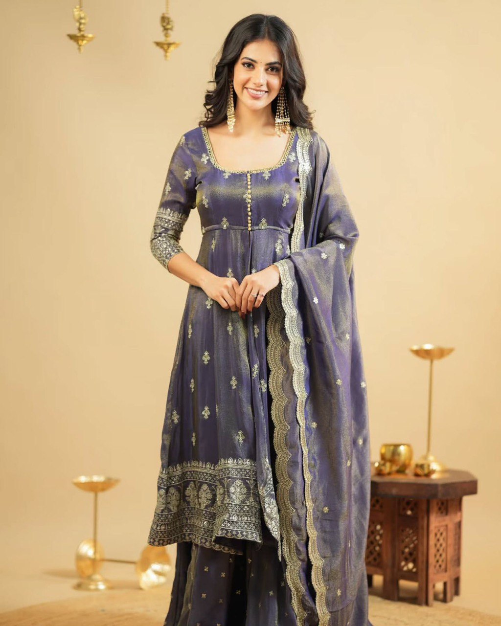 Suit with Lehngha and Dupatta