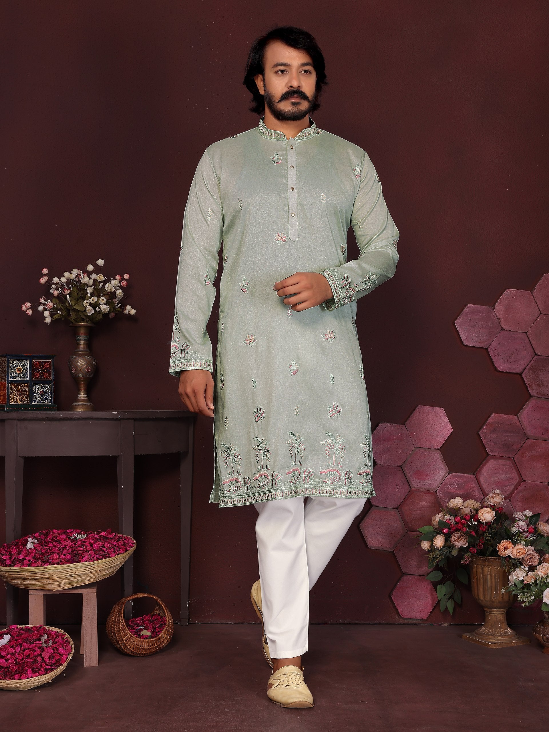 Men's Kurta With Embroidery sequence work | Krushi Life Style