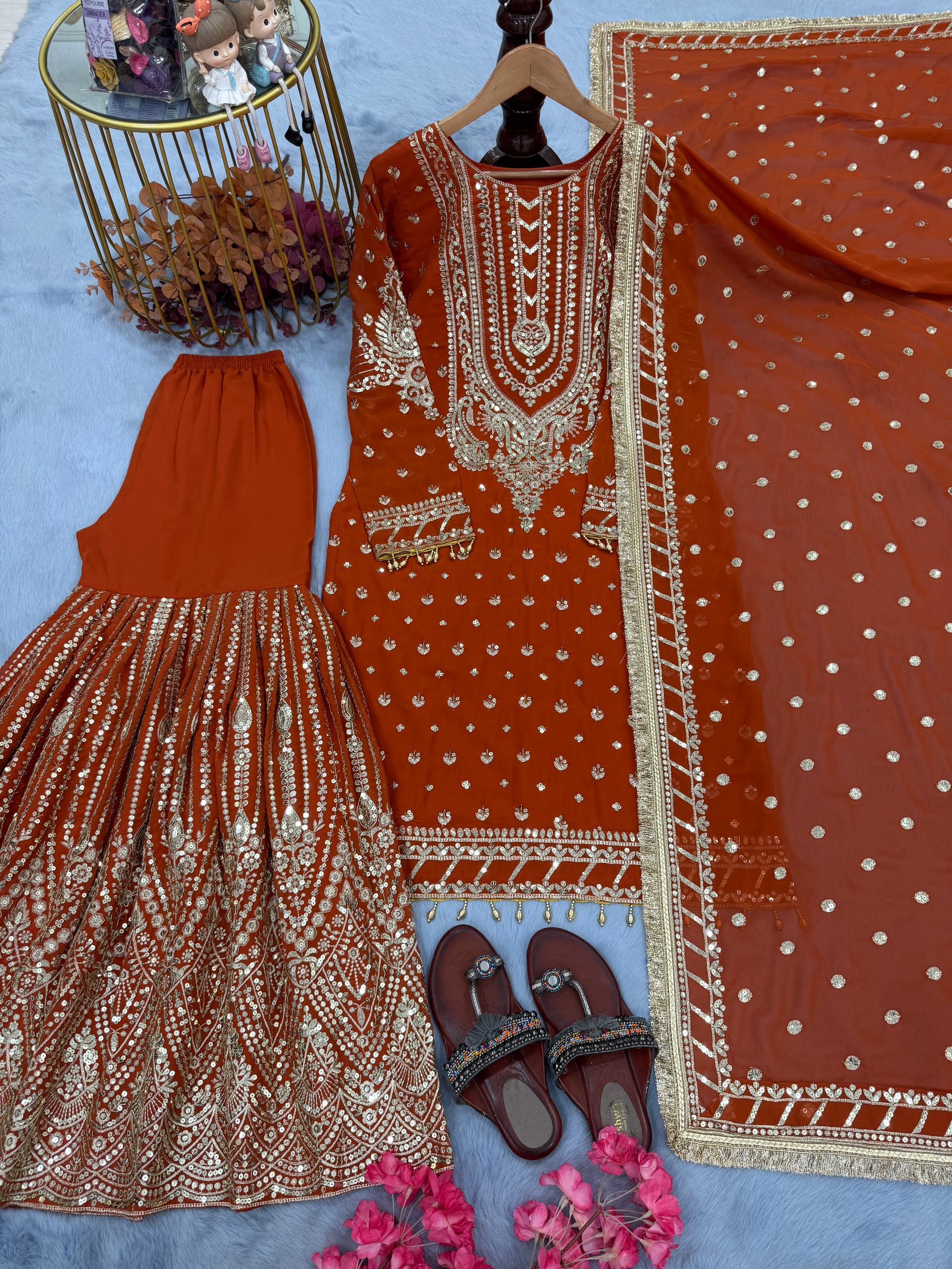 PREMIUM DESIGNER READYMADE TOP PLAZZO & DUPATTA COLLECTIONS