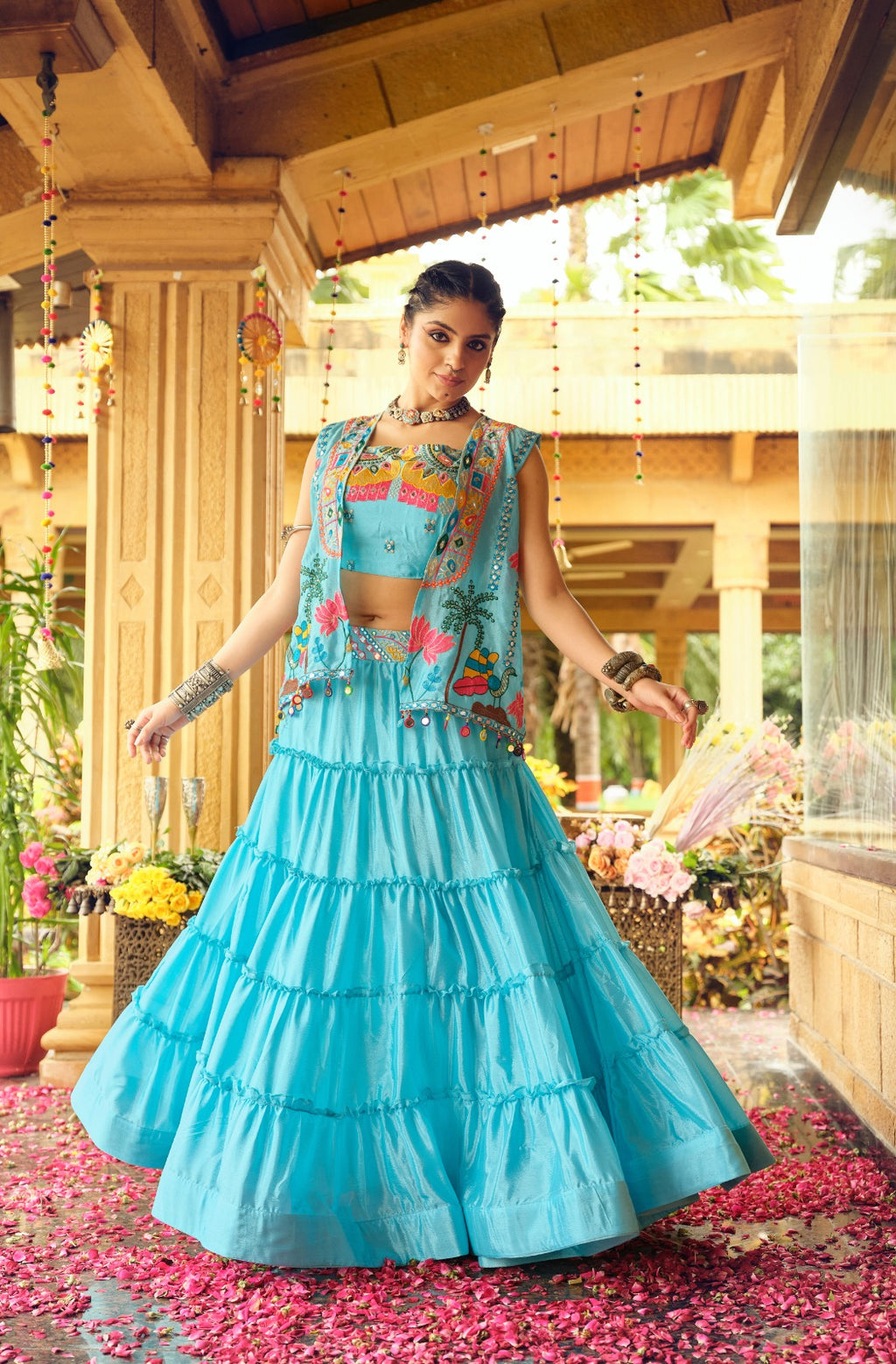 EXCLUSIVE REAL MODELING LEHENGA, BLOUSE & KOTI SET   IS COMING WITH CHINON FABRIC & EMBROIDERY WORK