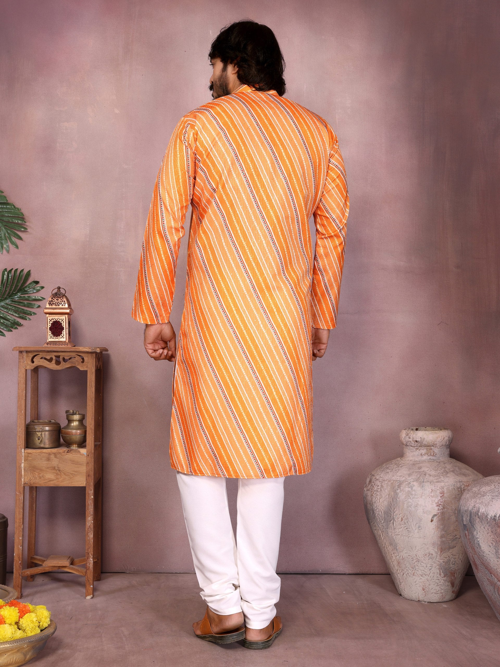 "Vibrant Orange Festive Kurta |Krushi Life Style "