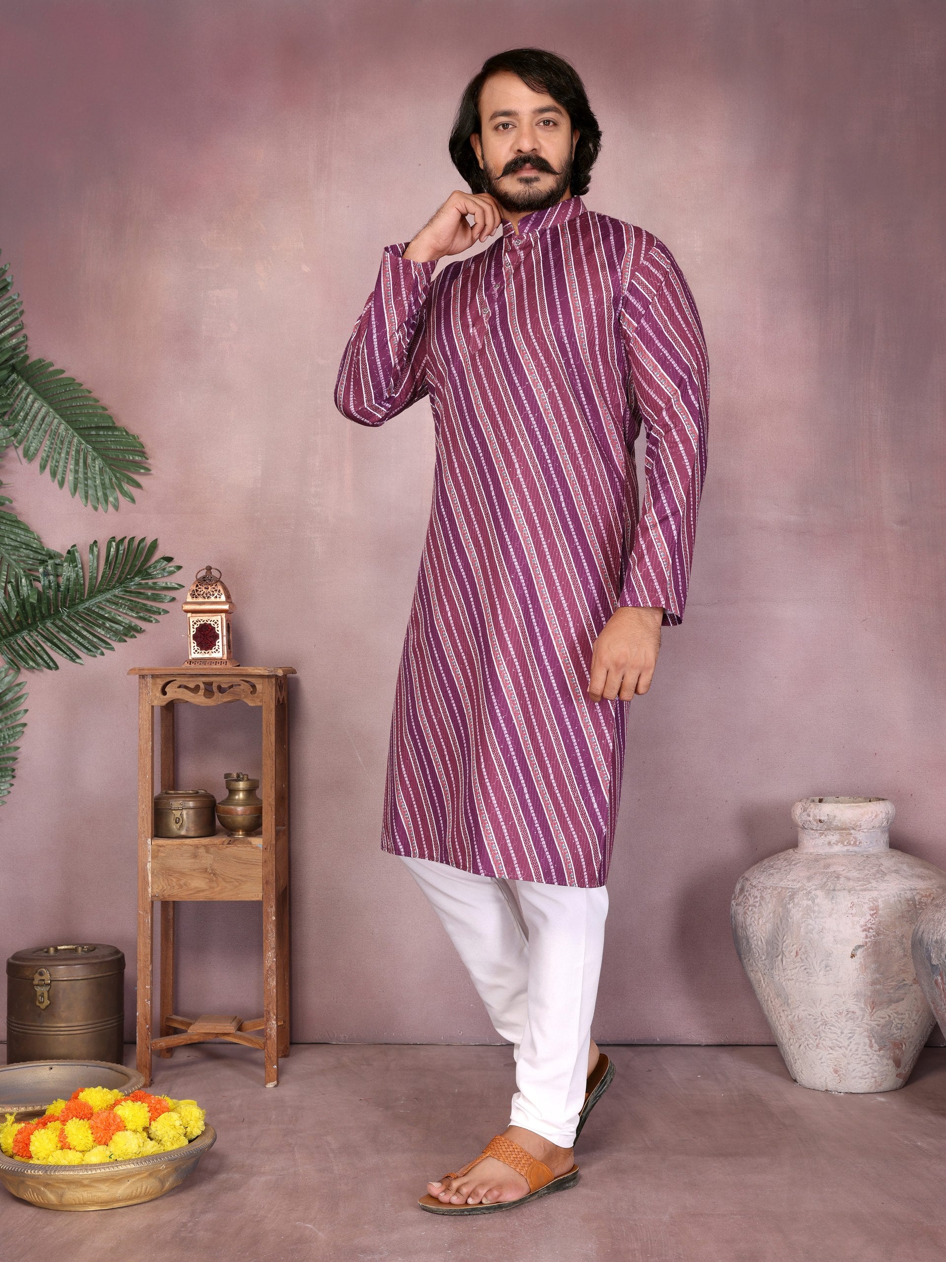 "Graceful Floral Print Kurta in Cream Base | Krushi Life Style "