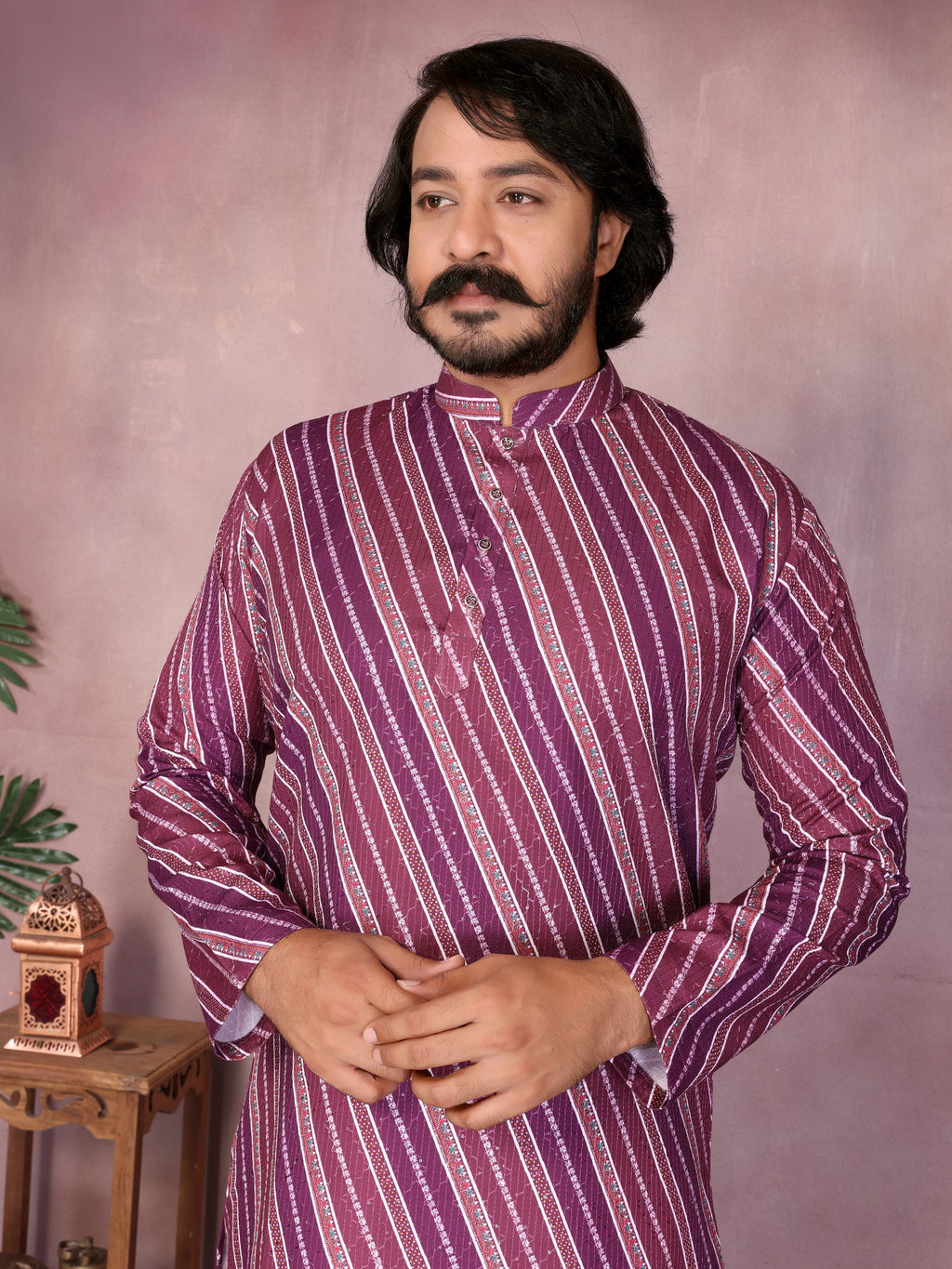 "Graceful Floral Print Kurta in Cream Base | Krushi Life Style "