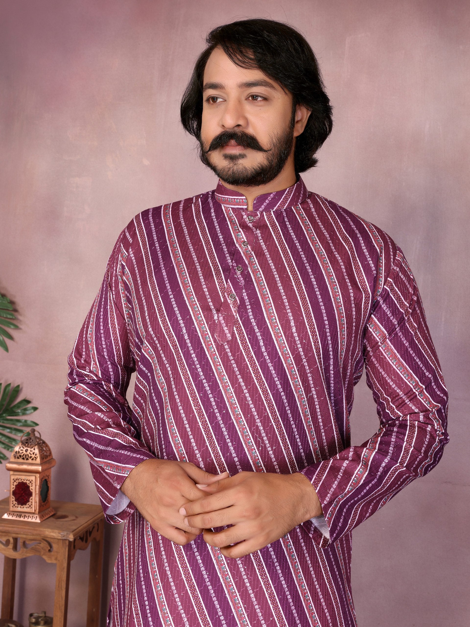 "Graceful Floral Print Kurta in Cream Base | Krushi Life Style "