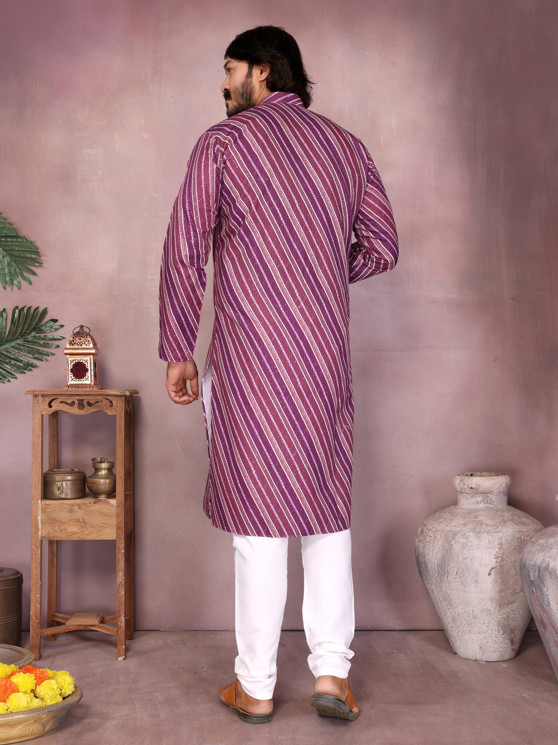 "Graceful Floral Print Kurta in Cream Base | Krushi Life Style "