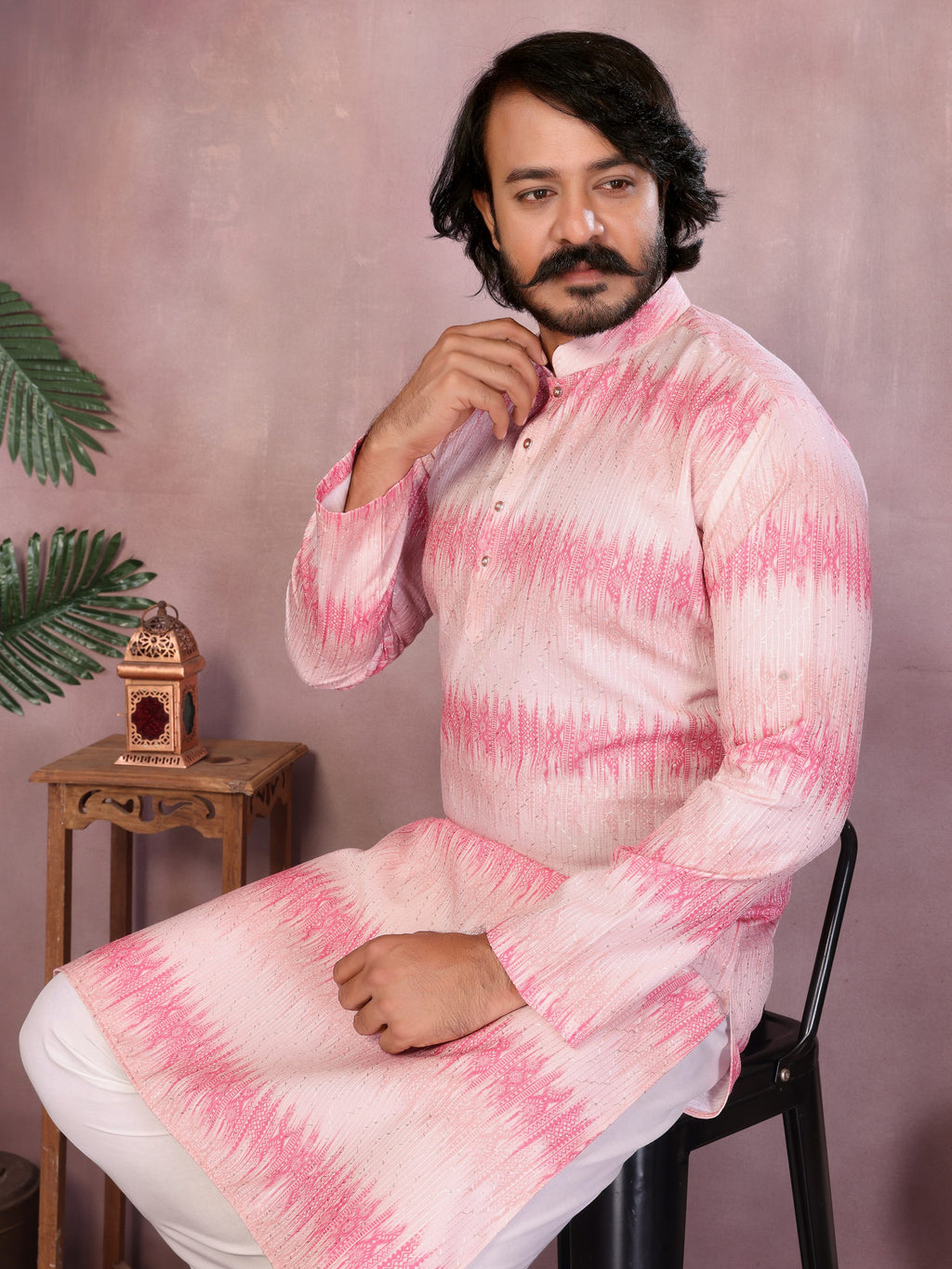 "Men's Soft Pink Festive Kurta | Krushi Life Style "