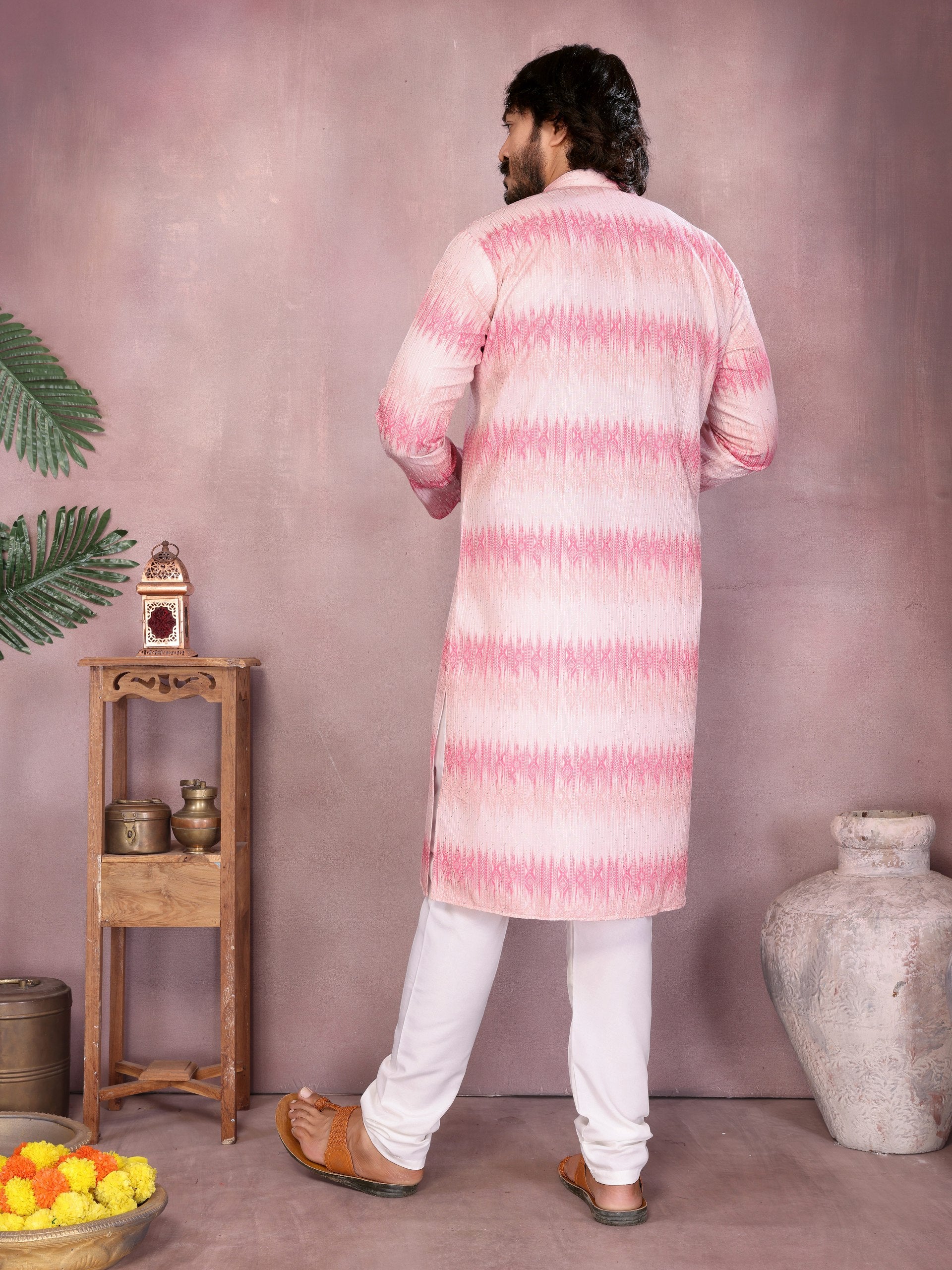 "Men's Soft Pink Festive Kurta | Krushi Life Style "
