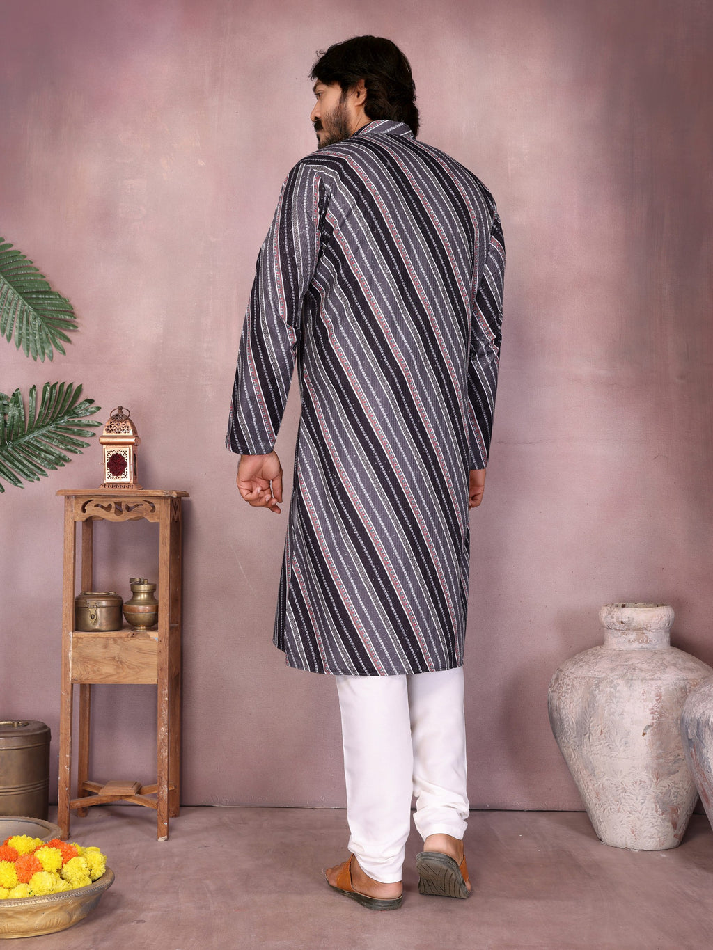 "Men’s Stylish Festive Kurta – Black Edition | Krushi Life Style"