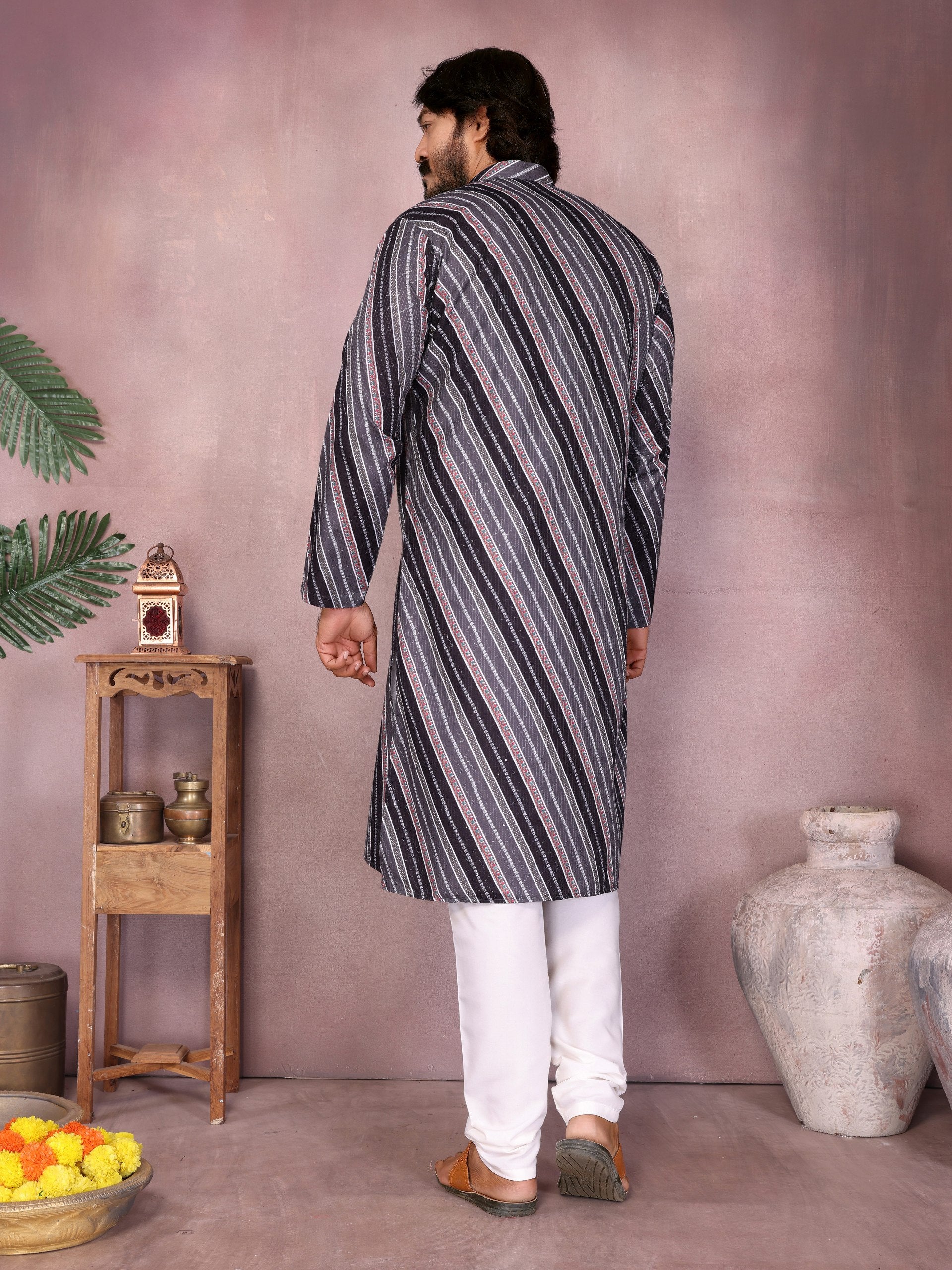 "Men’s Stylish Festive Kurta – Black Edition | Krushi Life Style"