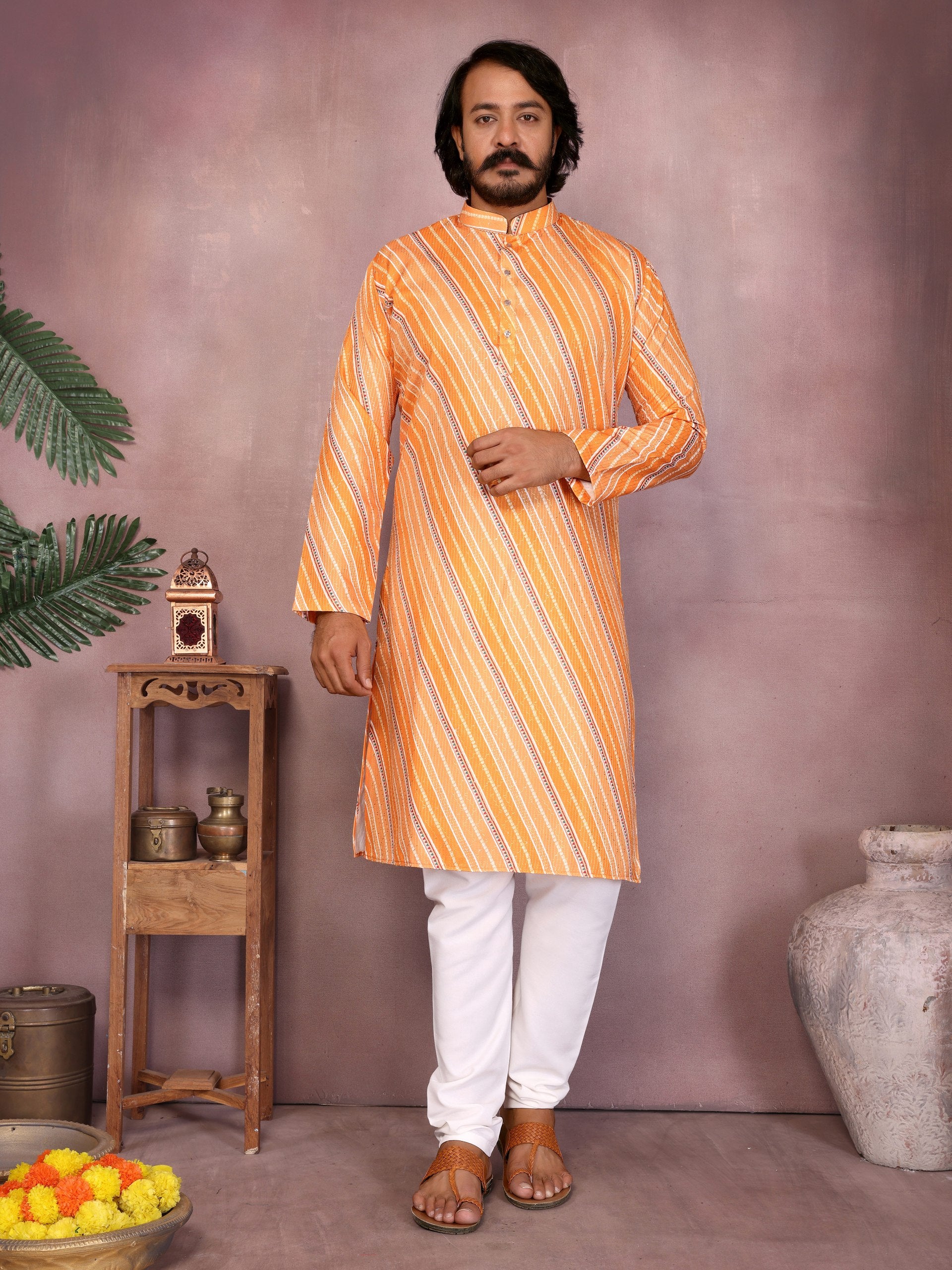 "Vibrant Orange Festive Kurta |Krushi Life Style "
