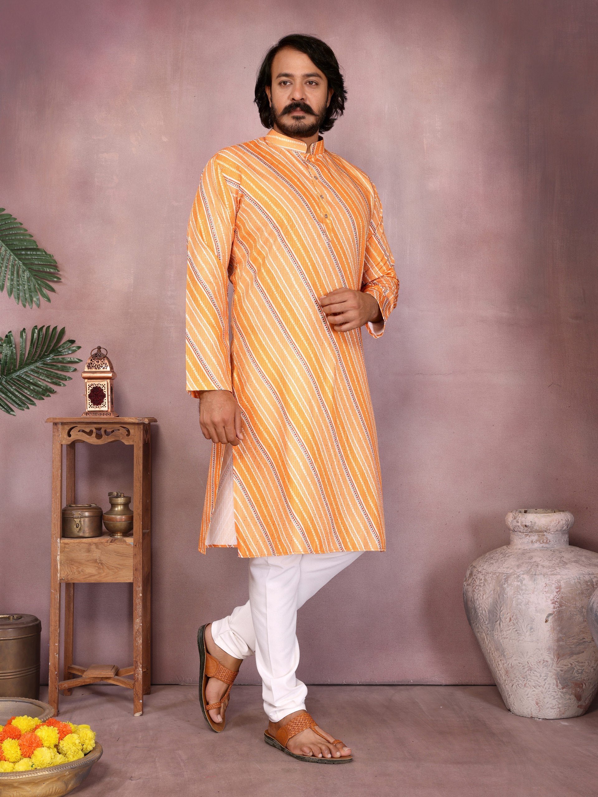 "Vibrant Orange Festive Kurta |Krushi Life Style "