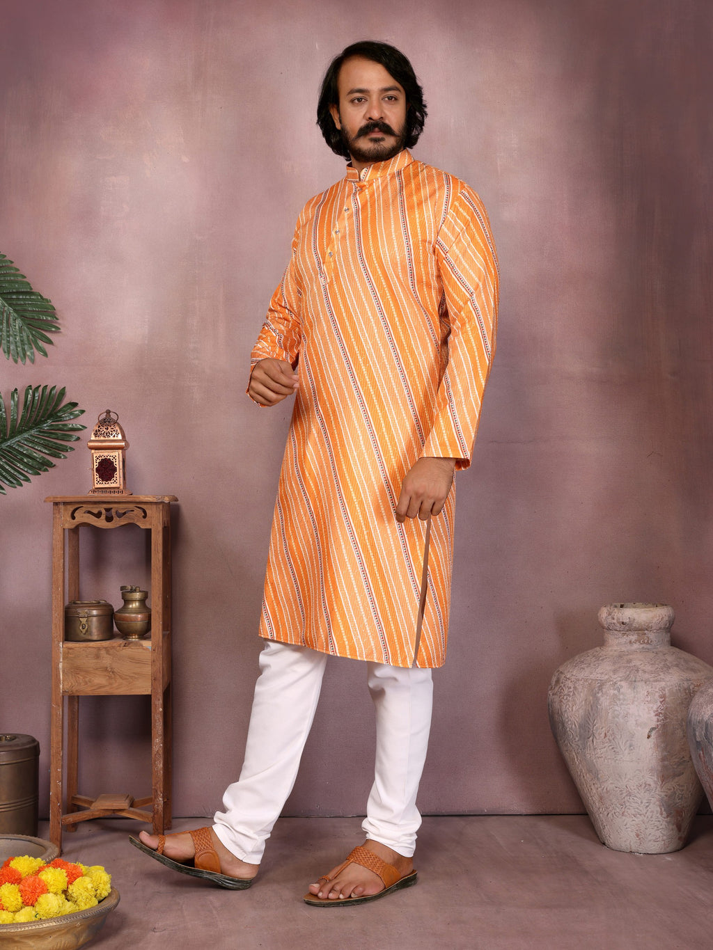 "Vibrant Orange Festive Kurta |Krushi Life Style "