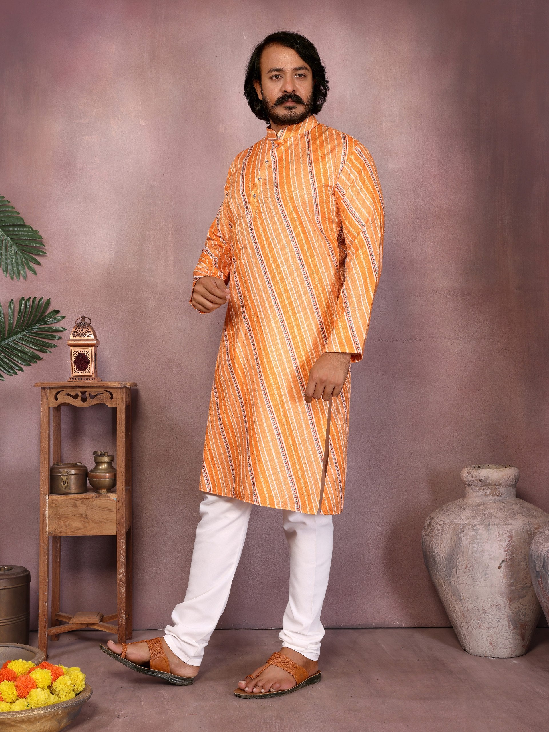 "Vibrant Orange Festive Kurta |Krushi Life Style "