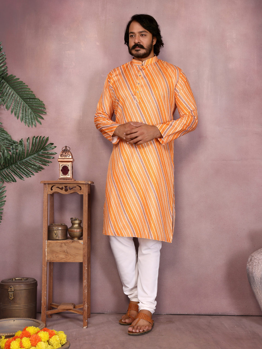 "Vibrant Orange Festive Kurta |Krushi Life Style "