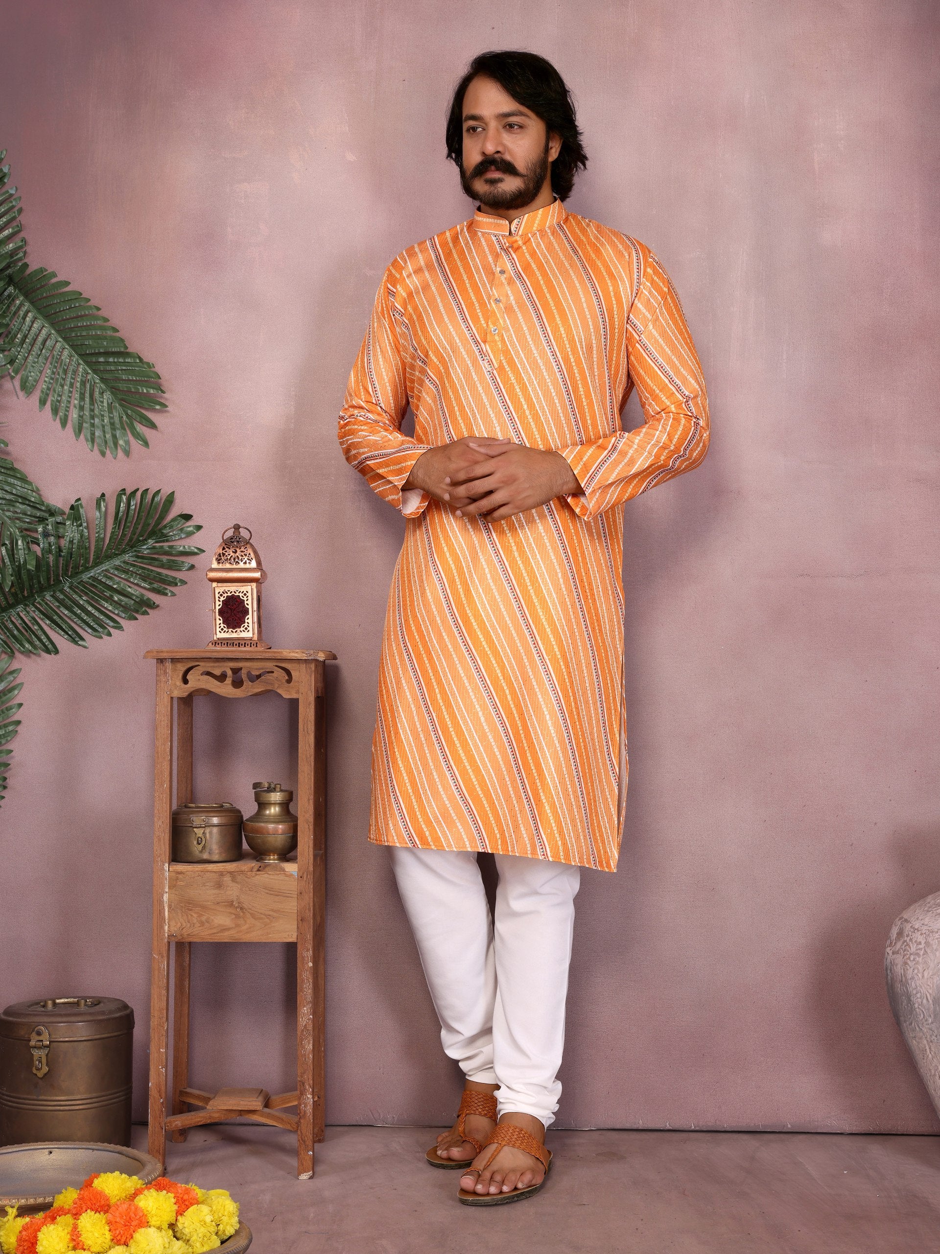 "Vibrant Orange Festive Kurta |Krushi Life Style "