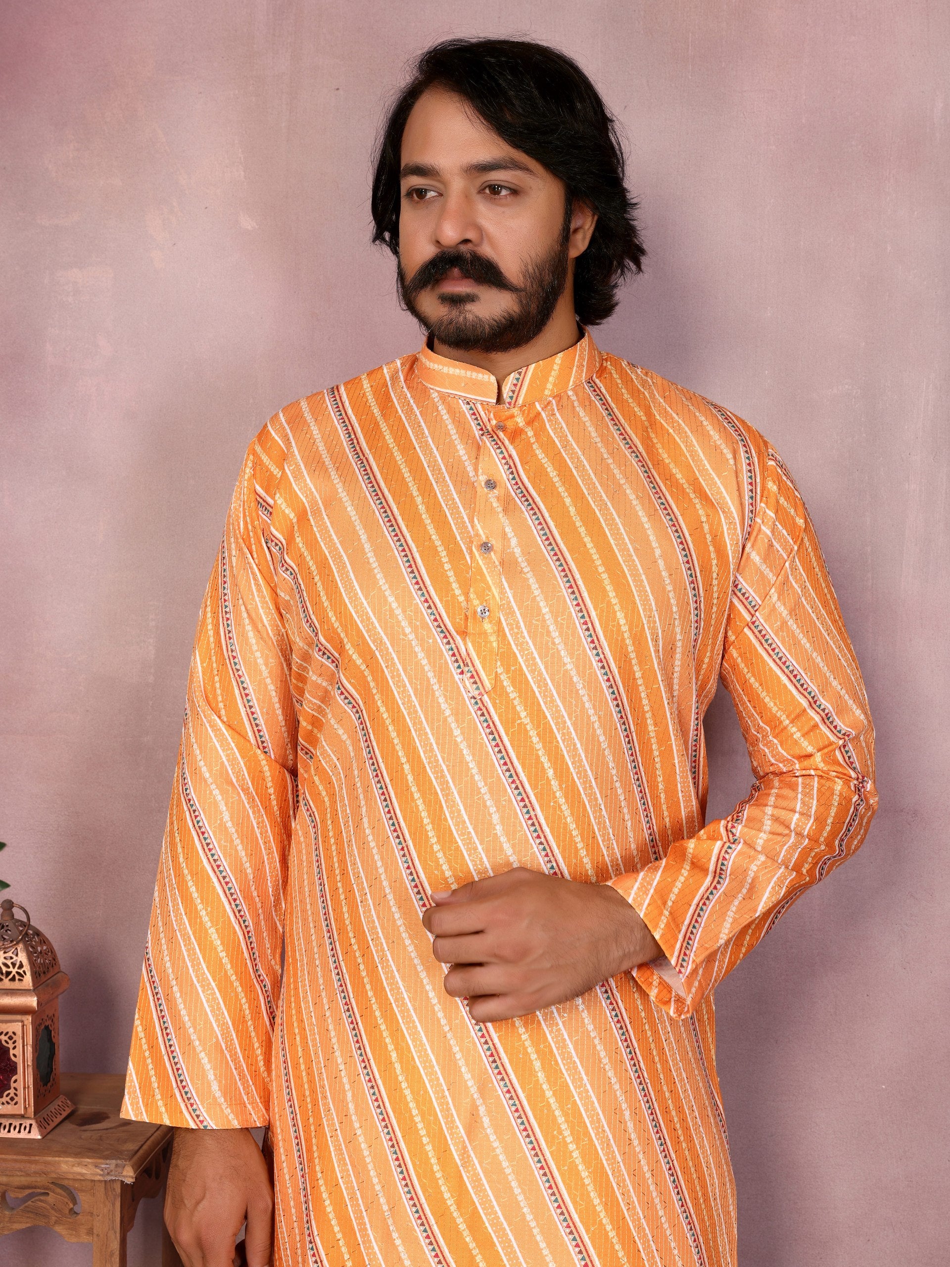 "Vibrant Orange Festive Kurta |Krushi Life Style "