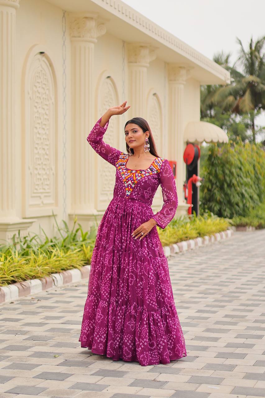 "Launching Navratri Special Gamathi Work Gown | Krushi Life Style "
