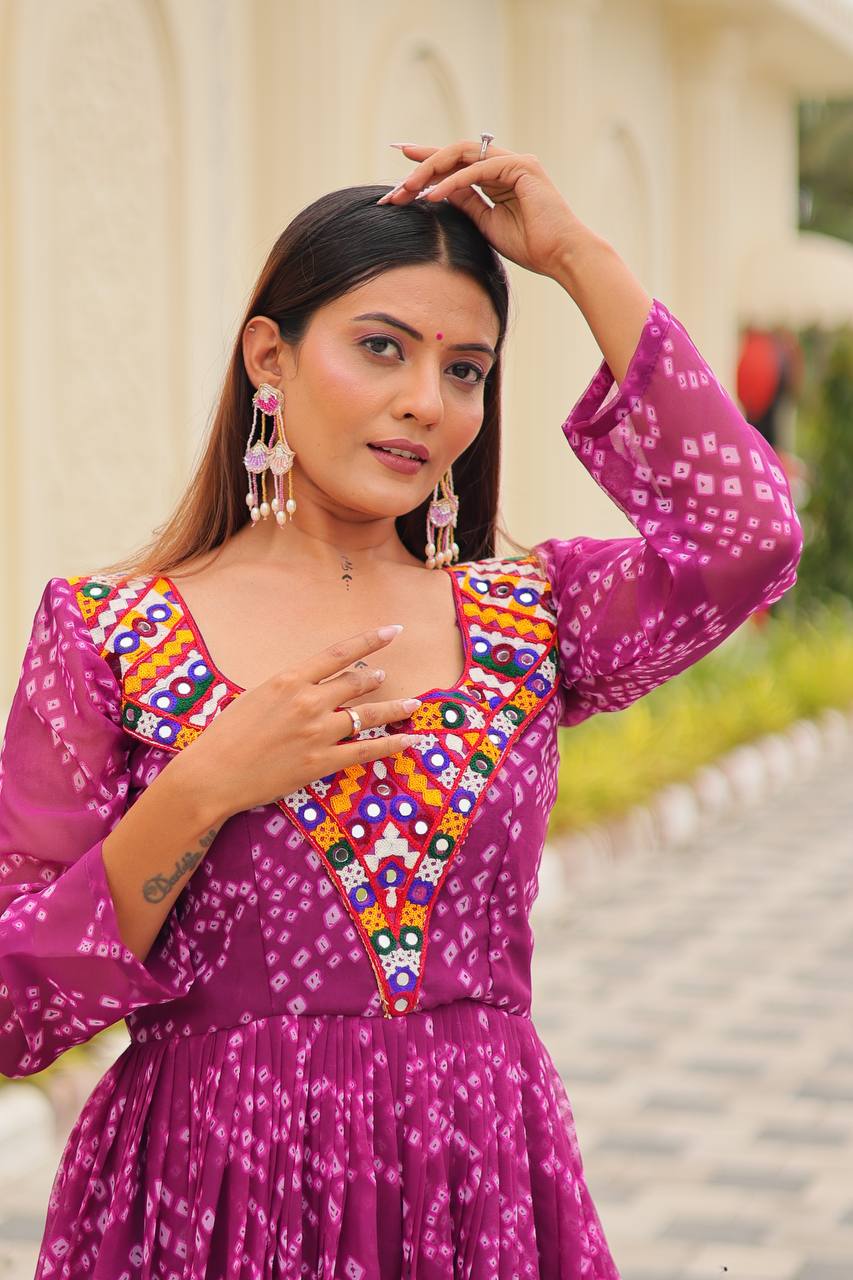 "Launching Navratri Special Gamathi Work Gown | Krushi Life Style "