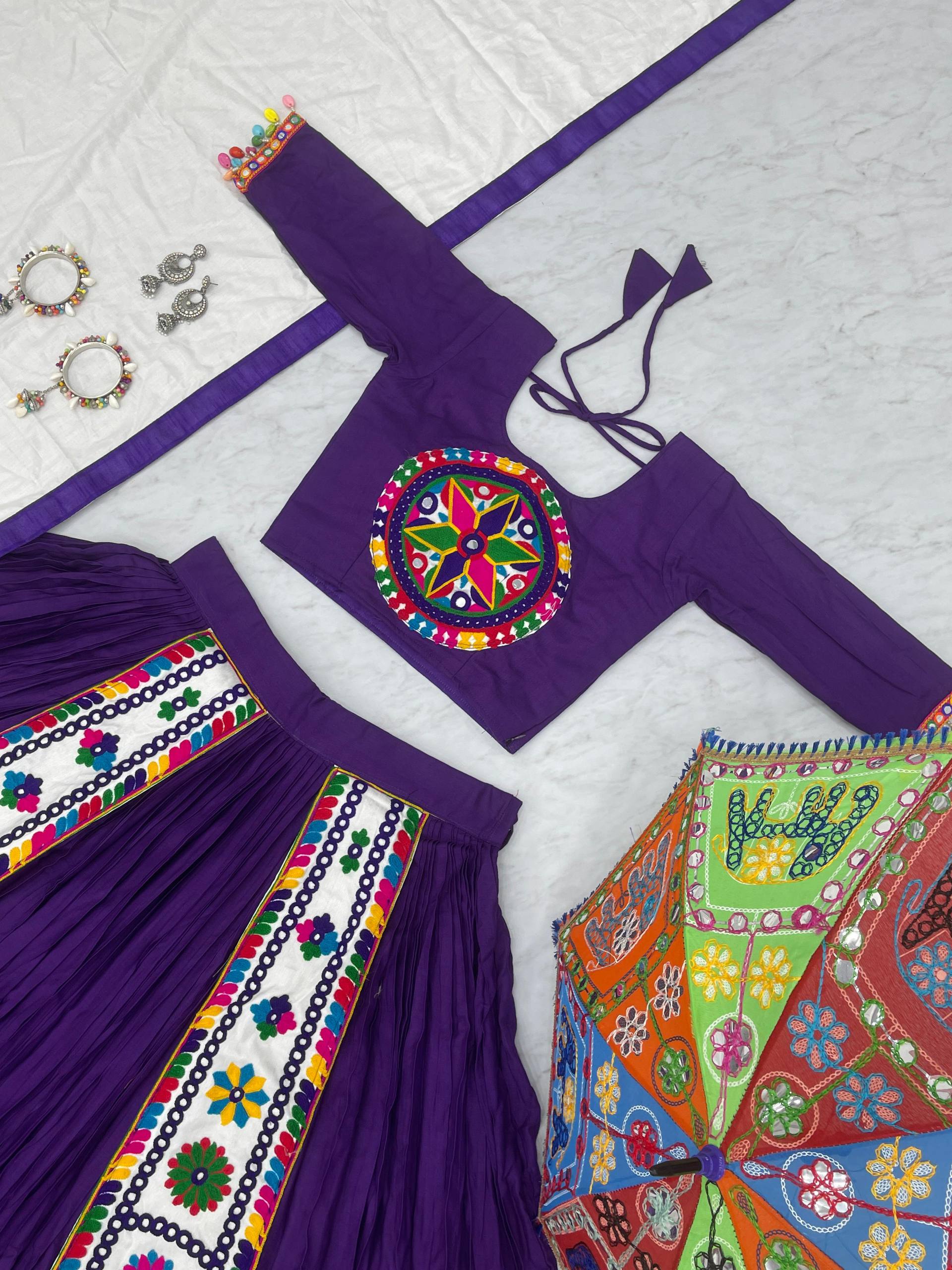 " Navratri Special Pure Cotton Lehenga Choli with 6 Meter Big Flair| Krushi Life Style"