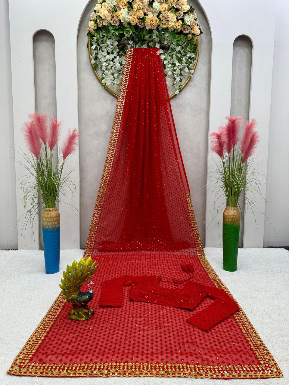 "Glam Red Saree for Party & Wedding | Krushi Life Style "