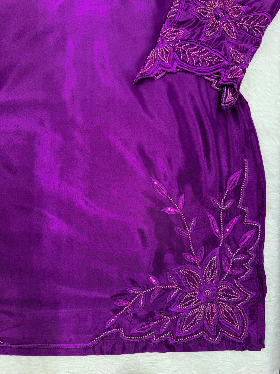 "Silken Shine – Purple Embroidered Suit Set | Krushi Life Style "