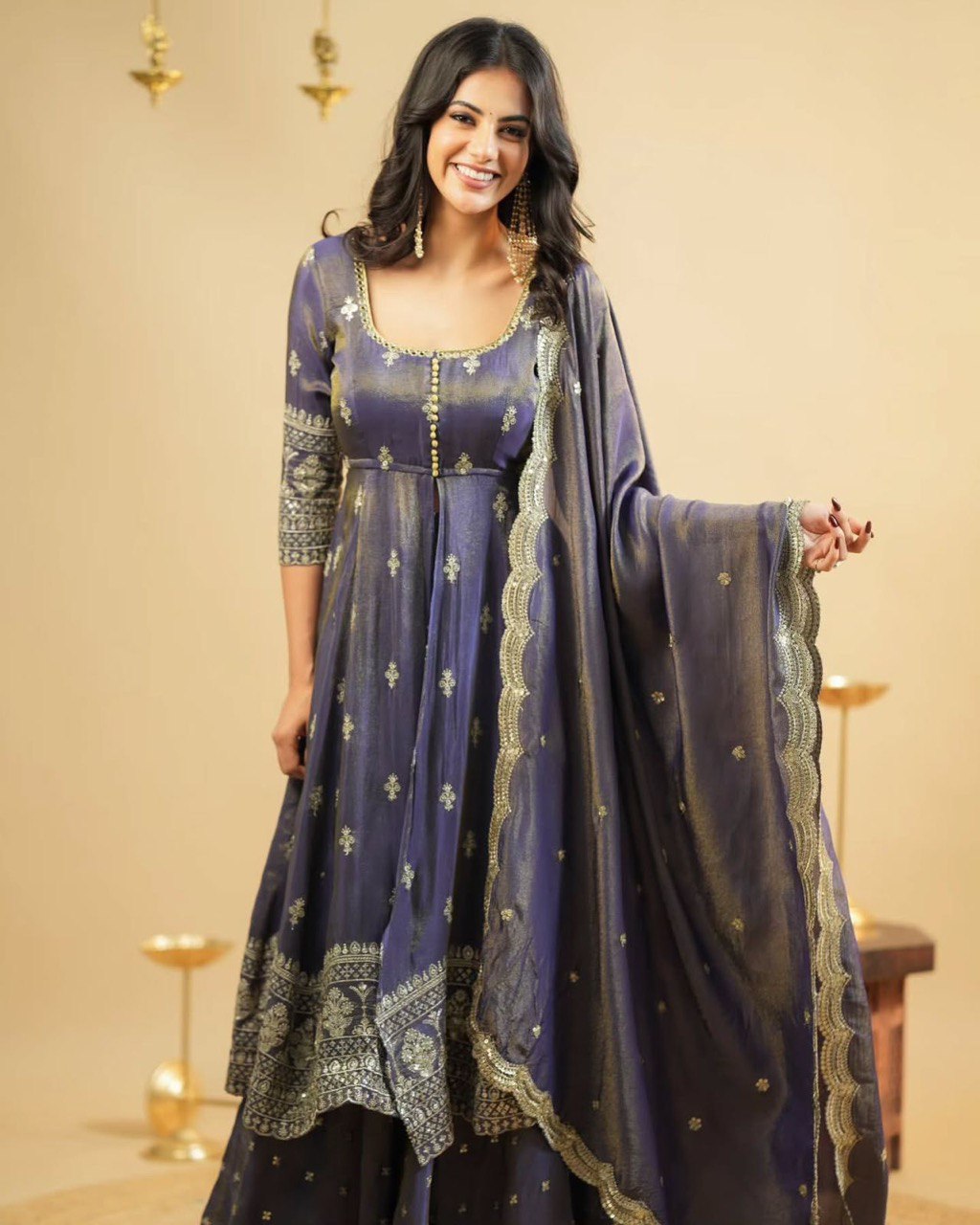 Suit with Lehngha and Dupatta