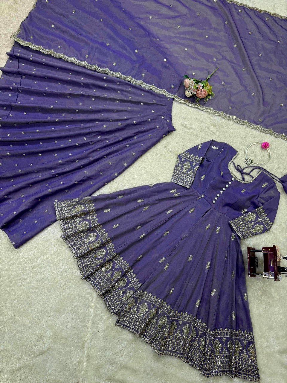 Suit with Lehngha and Dupatta