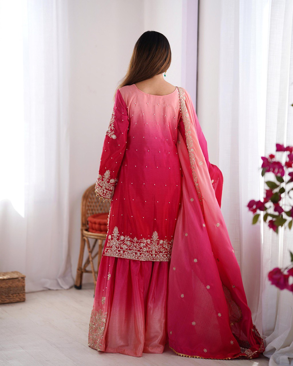 "Elegant Lilac Embroidered Sharara Set – Traditional Festive Wear for Women | krushi life style
