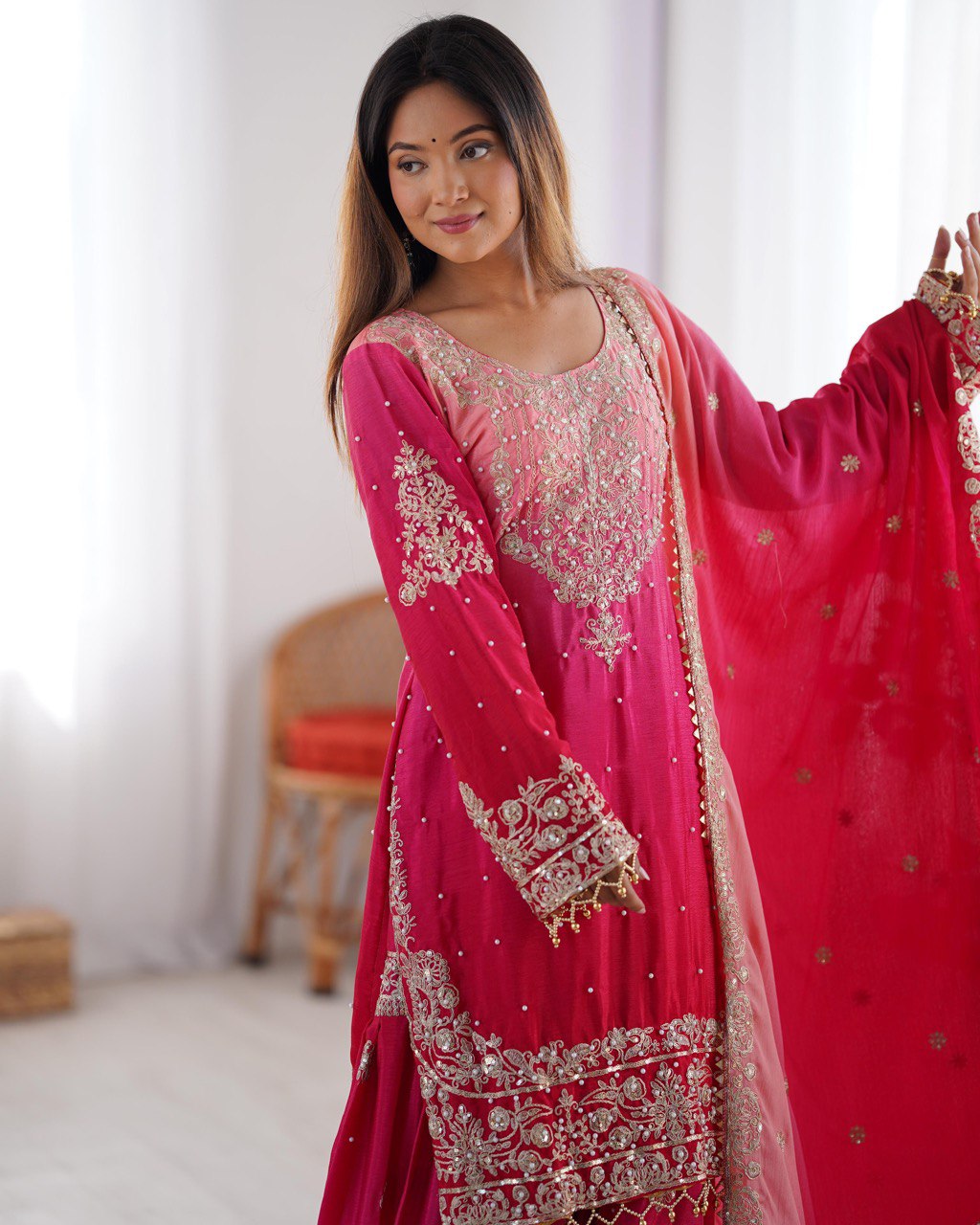 "Elegant Lilac Embroidered Sharara Set – Traditional Festive Wear for Women | krushi life style