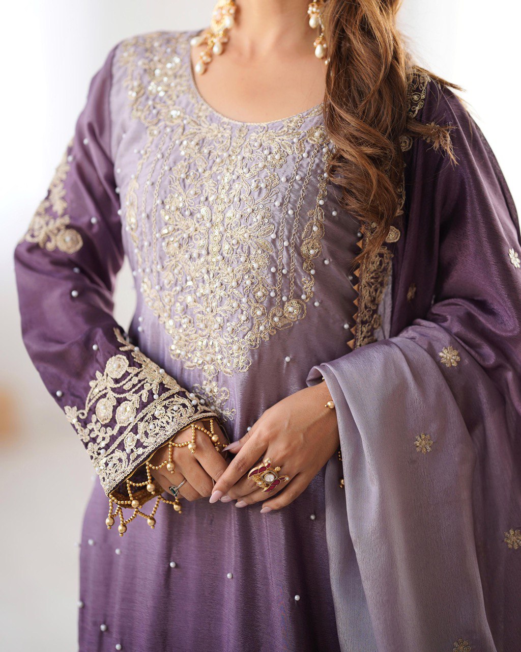 "Elegant Lilac Embroidered Sharara Set – Traditional Festive Wear for Women | krushi life style