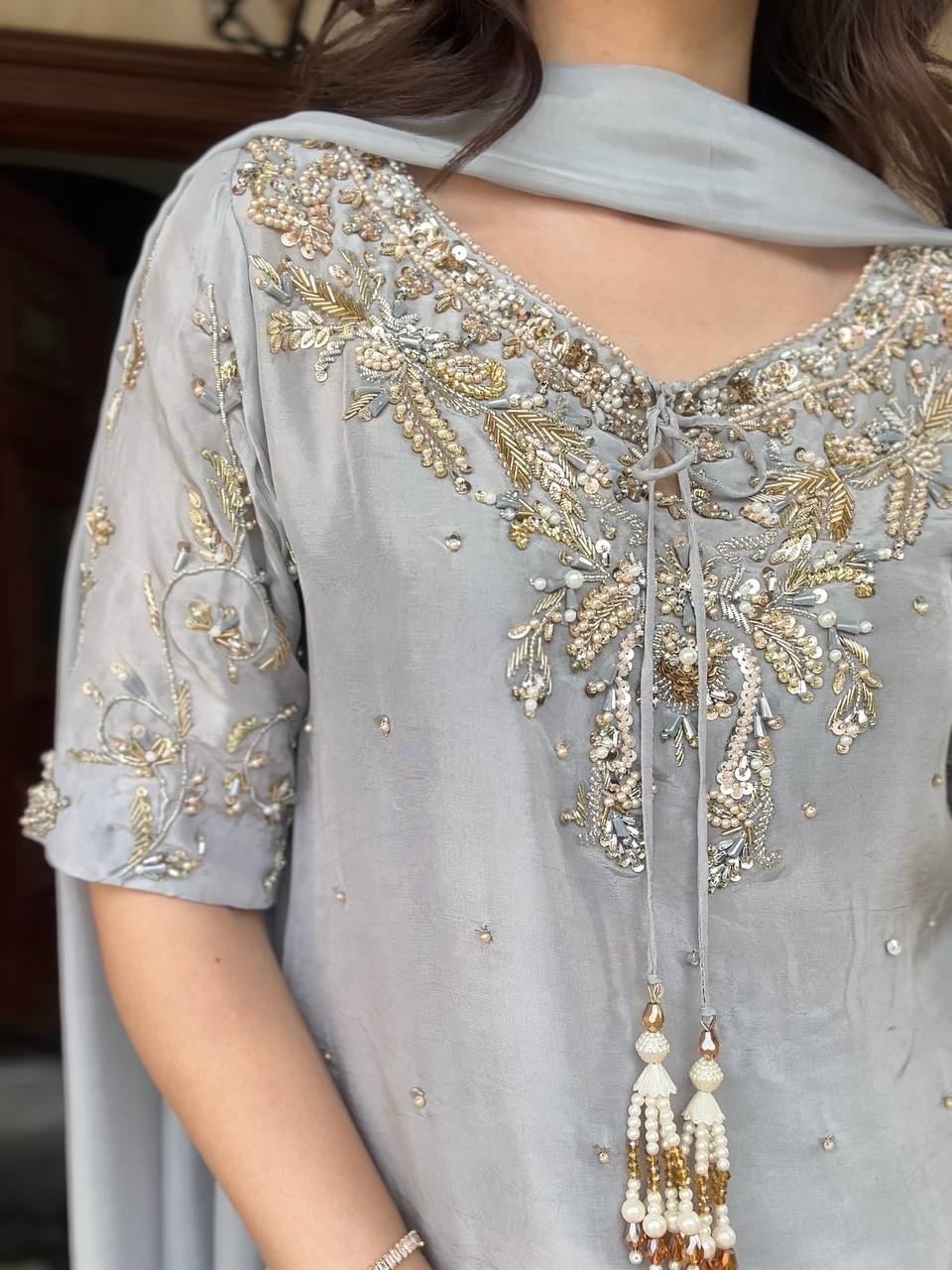 "Pastel Perfection: Kurta, Dupatta & Pant Set | Krushi Life Style"