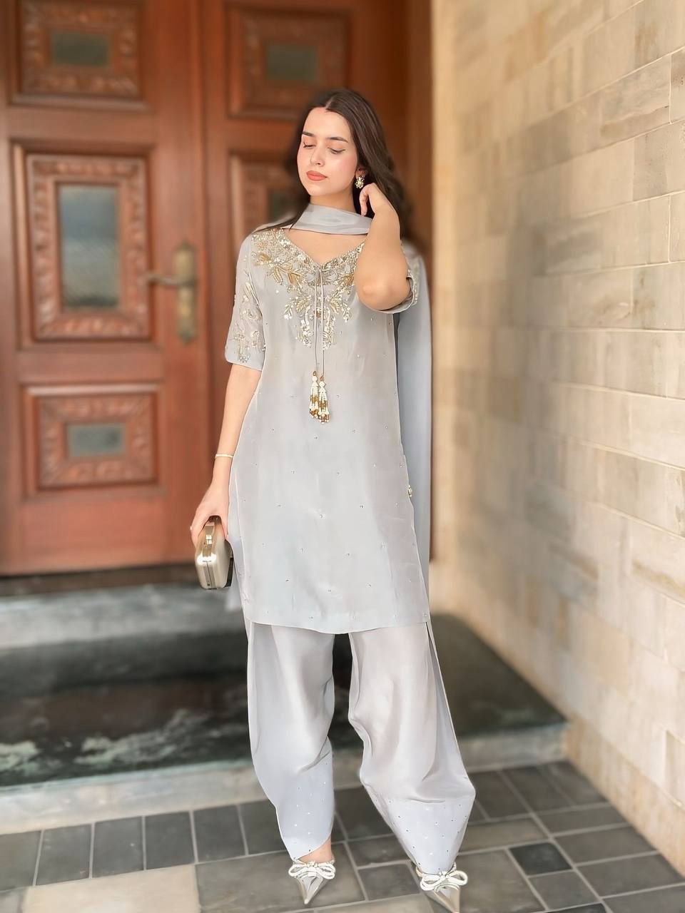 "Pastel Perfection: Kurta, Dupatta & Pant Set | Krushi Life Style"