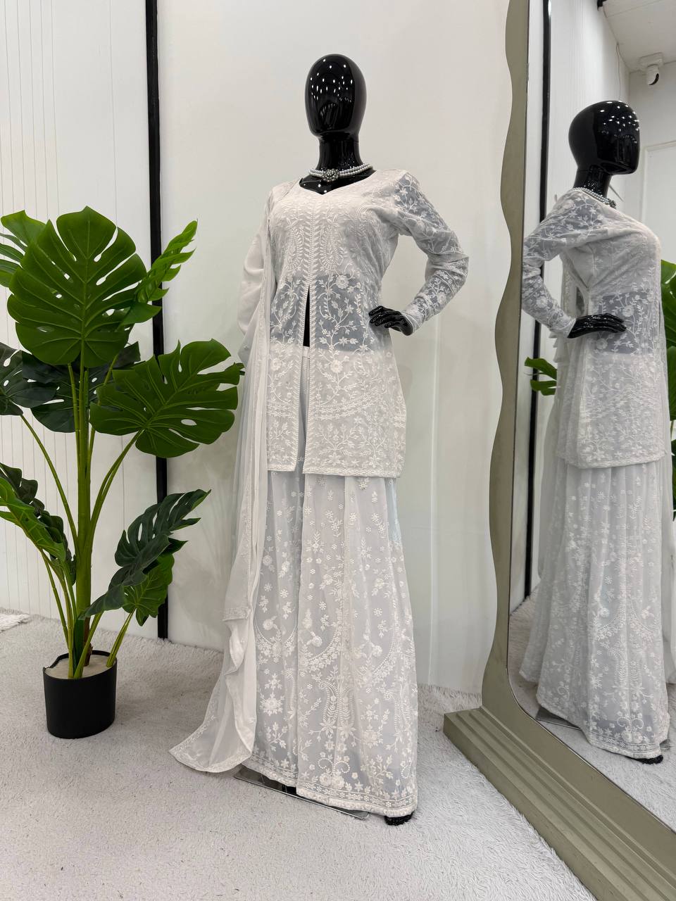 "Designer White Embroidered Suit for Occasions | Krushi Life Style "
