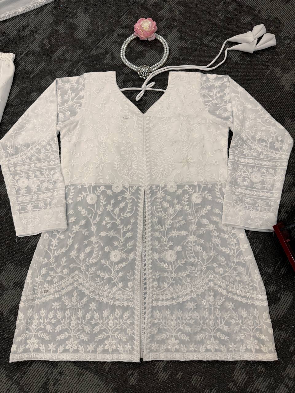 "Designer White Embroidered Suit for Occasions | Krushi Life Style "