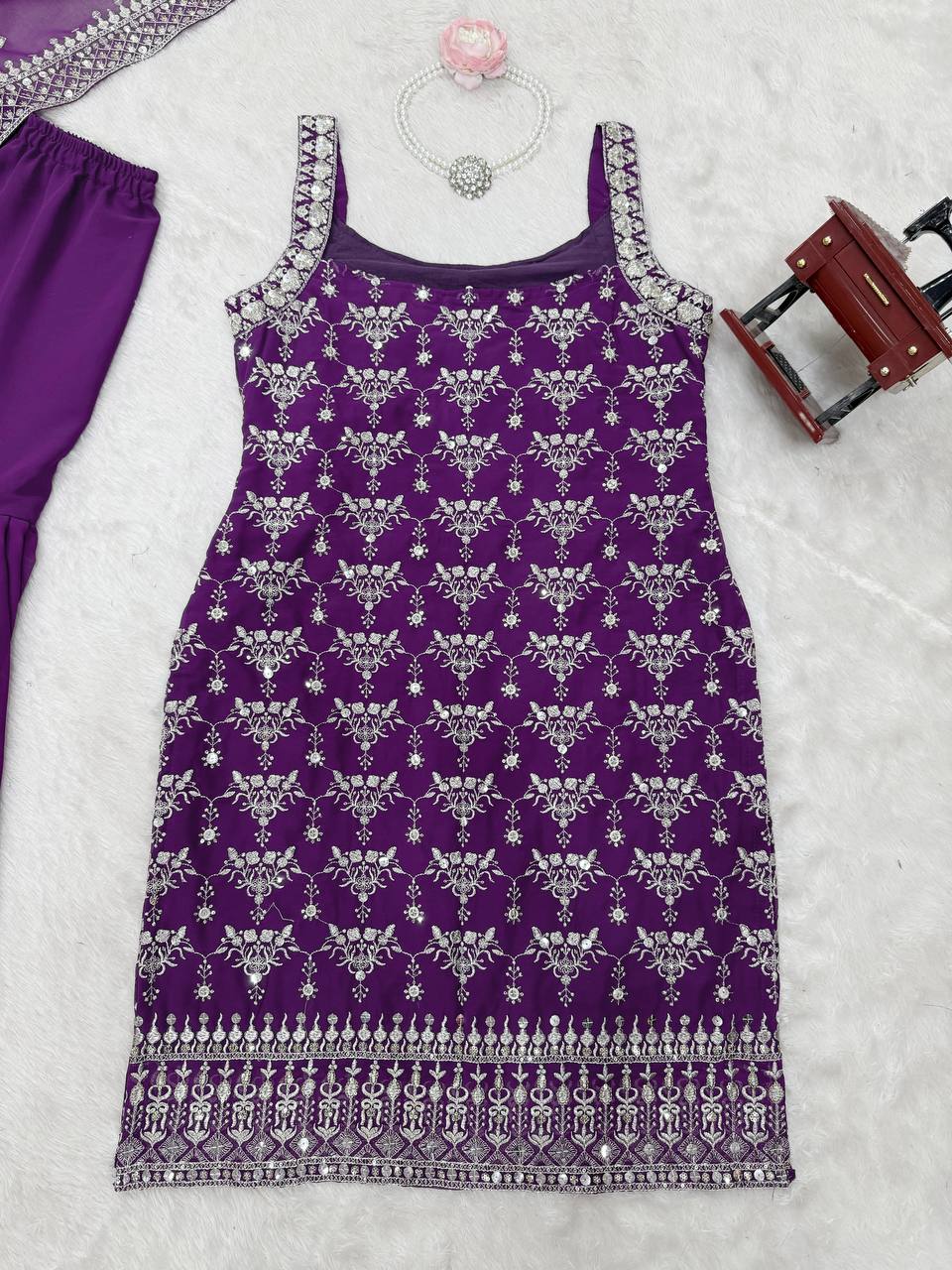 "Royal Violet Embroidered Lehenga Elegance | Krushi Life Style "