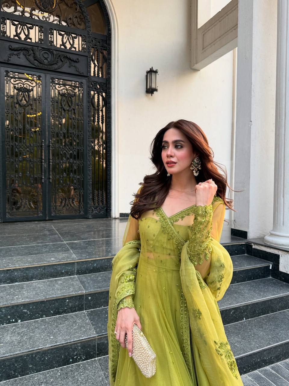 "Green  Kediya Style Shrug Set with Blouse, Dupatta & Lehenga – Traditional Festive Wear"