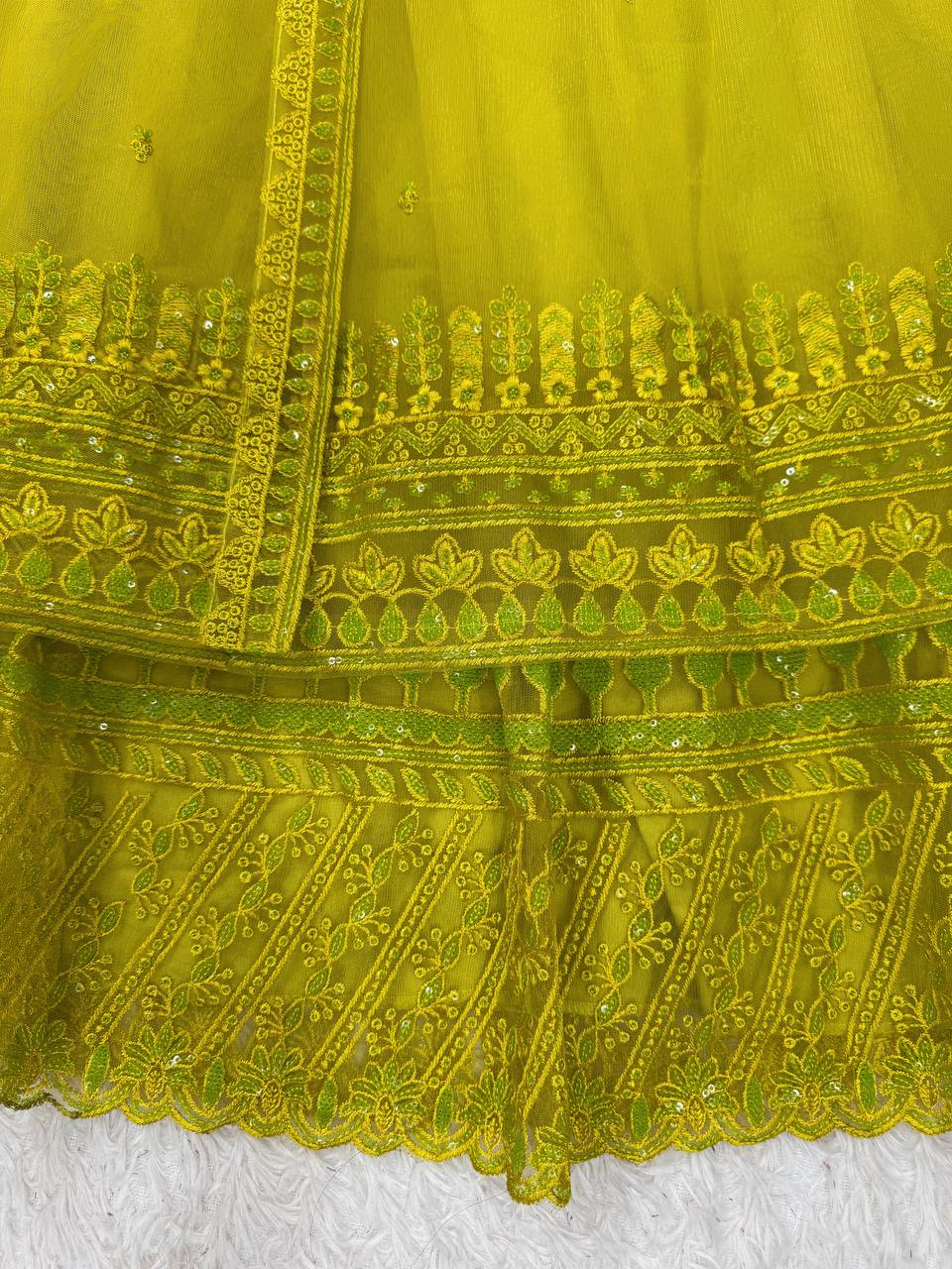 "Green  Kediya Style Shrug Set with Blouse, Dupatta & Lehenga – Traditional Festive Wear"