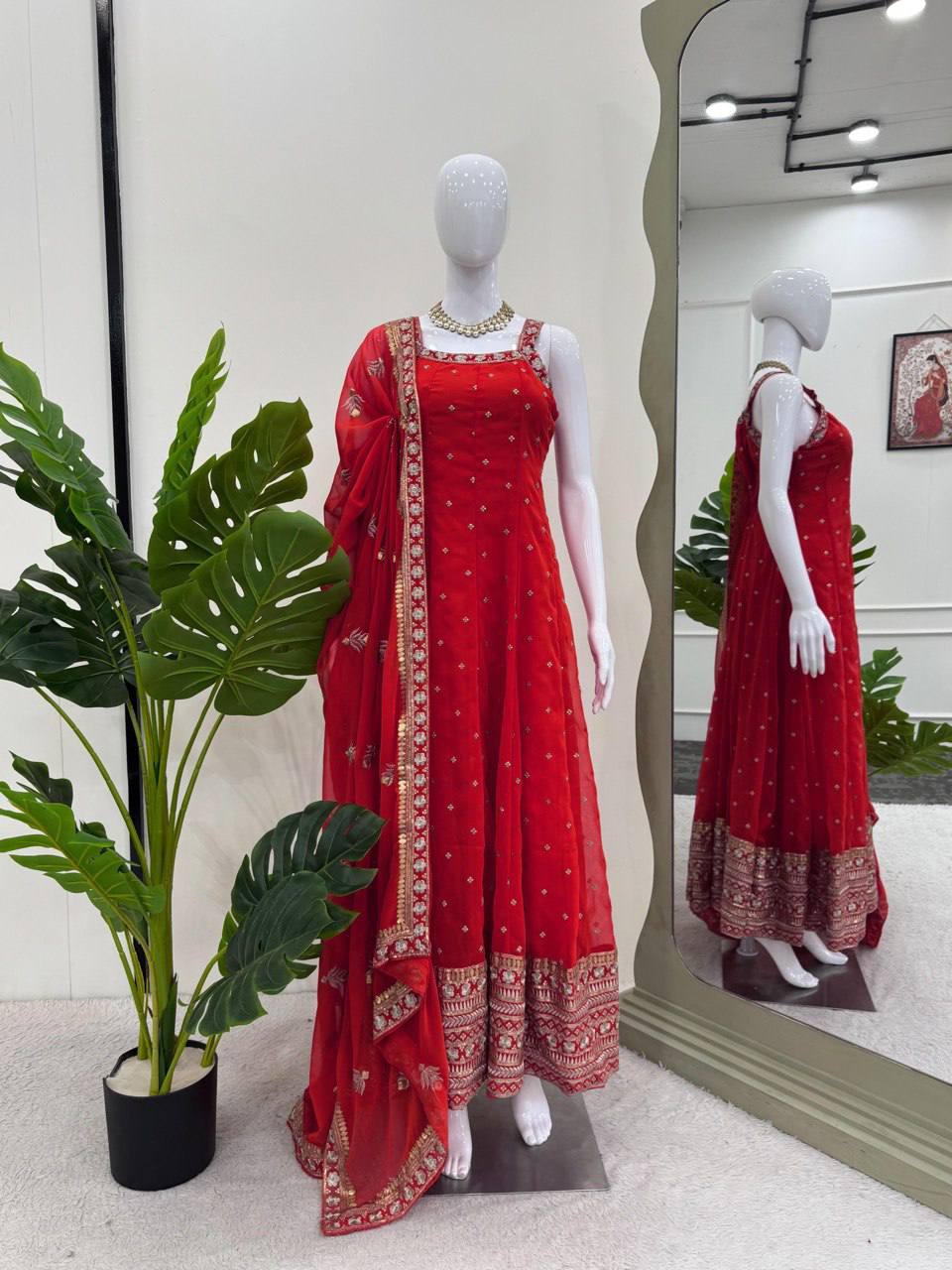 "Magenta Anarkali Suit with Embroidered Dupatta – Festive Ethnic Wear"