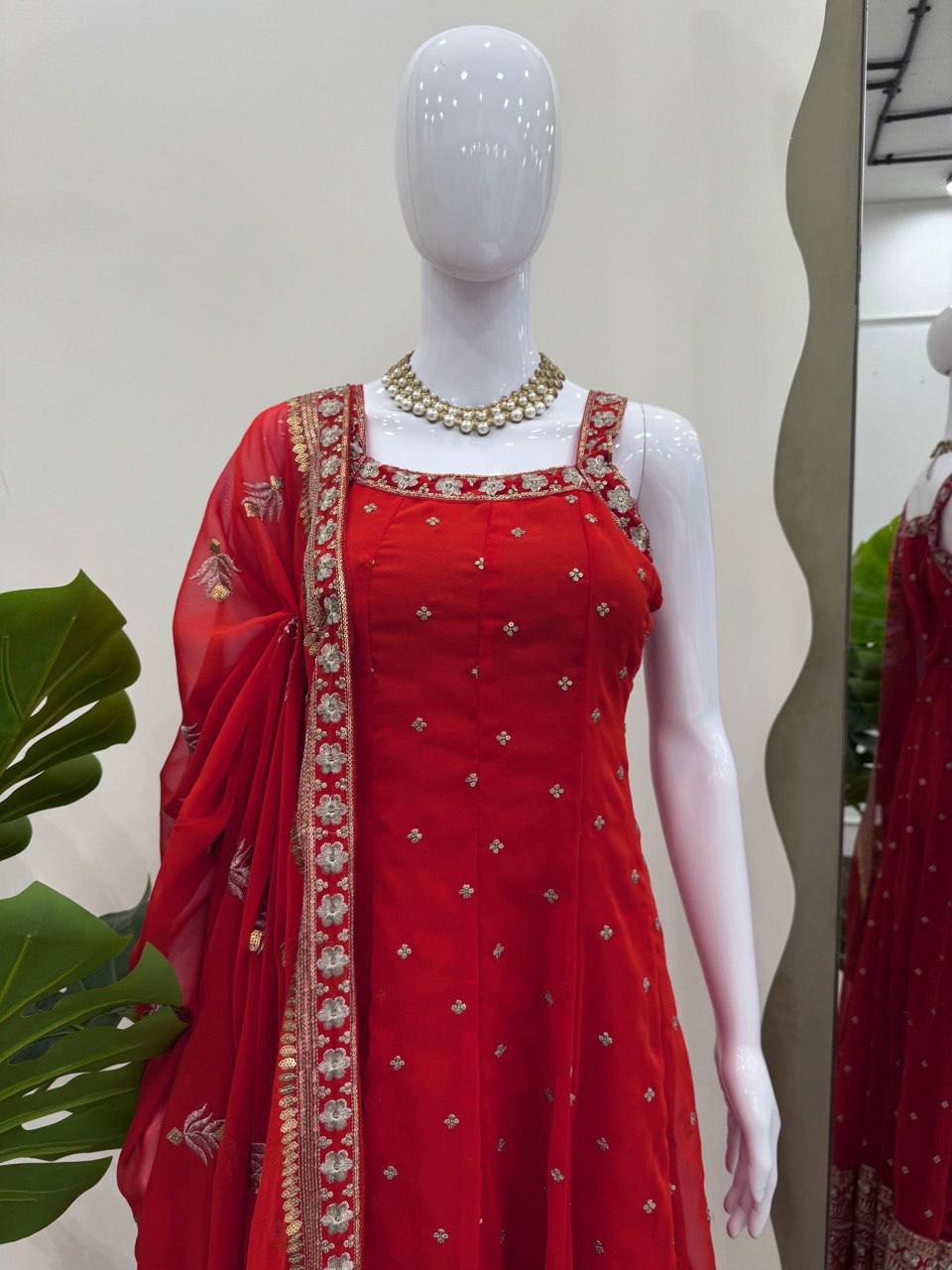 "Magenta Anarkali Suit with Embroidered Dupatta – Festive Ethnic Wear"