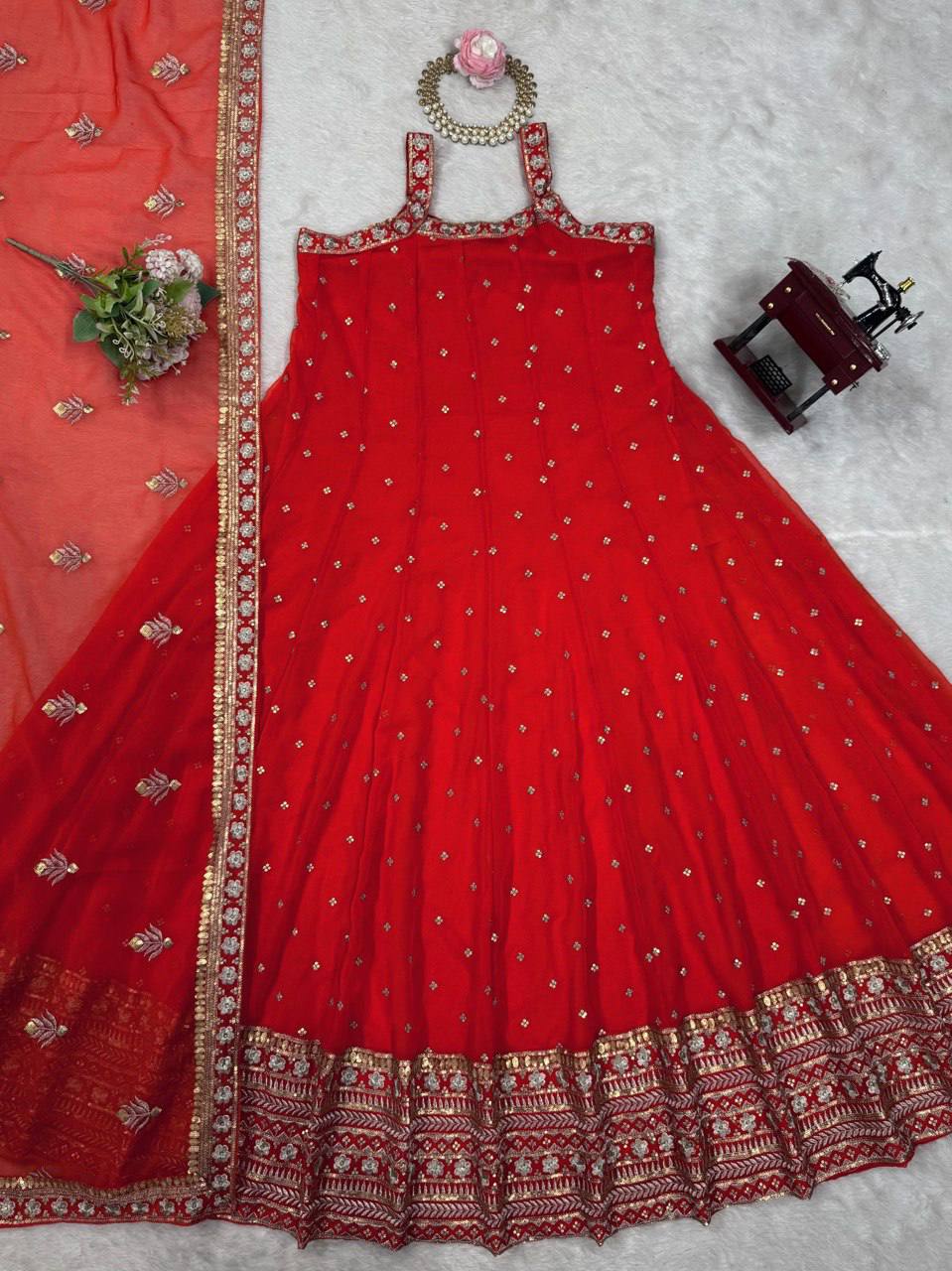 "Magenta Anarkali Suit with Embroidered Dupatta – Festive Ethnic Wear"
