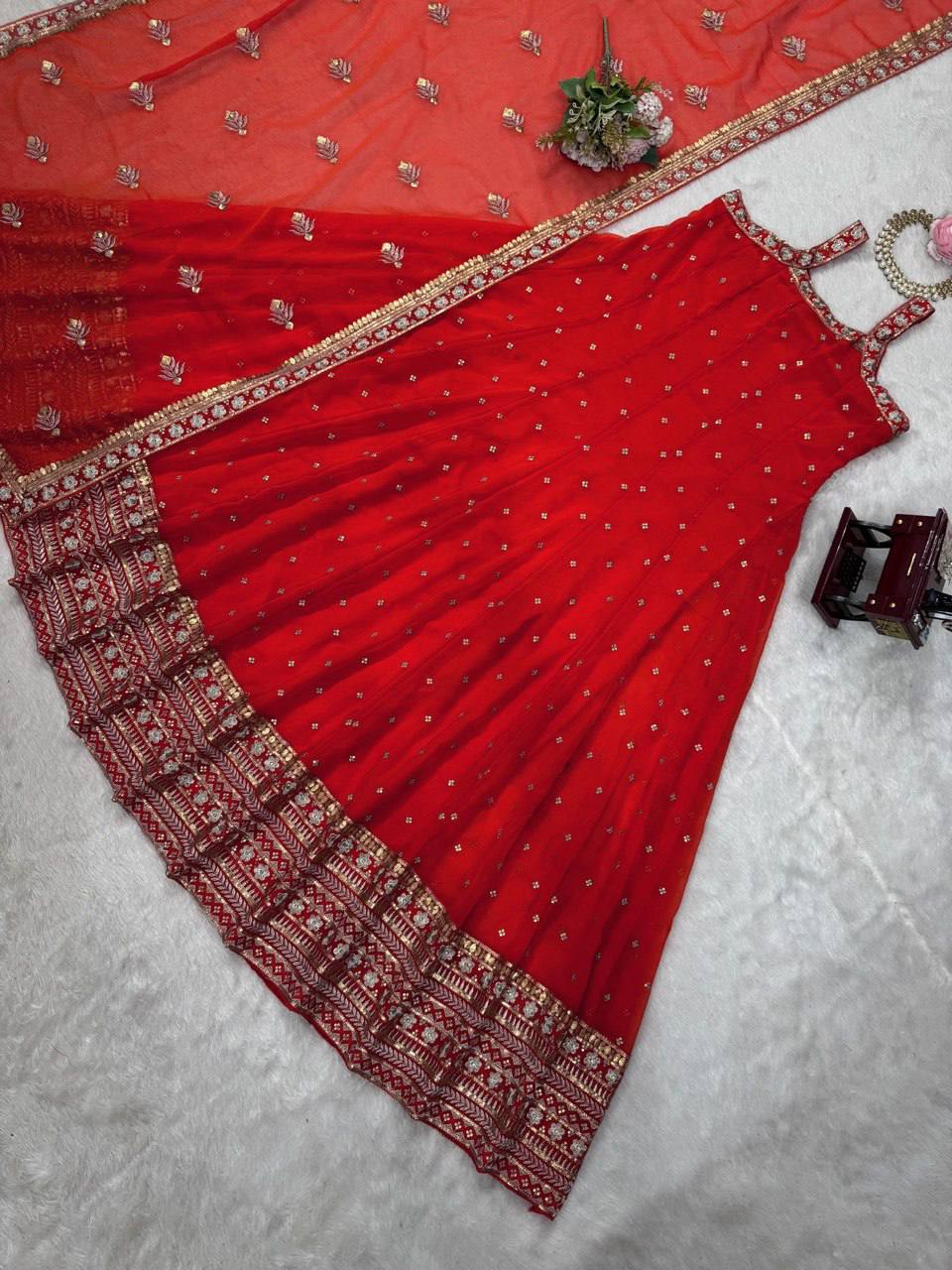 "Magenta Anarkali Suit with Embroidered Dupatta – Festive Ethnic Wear"