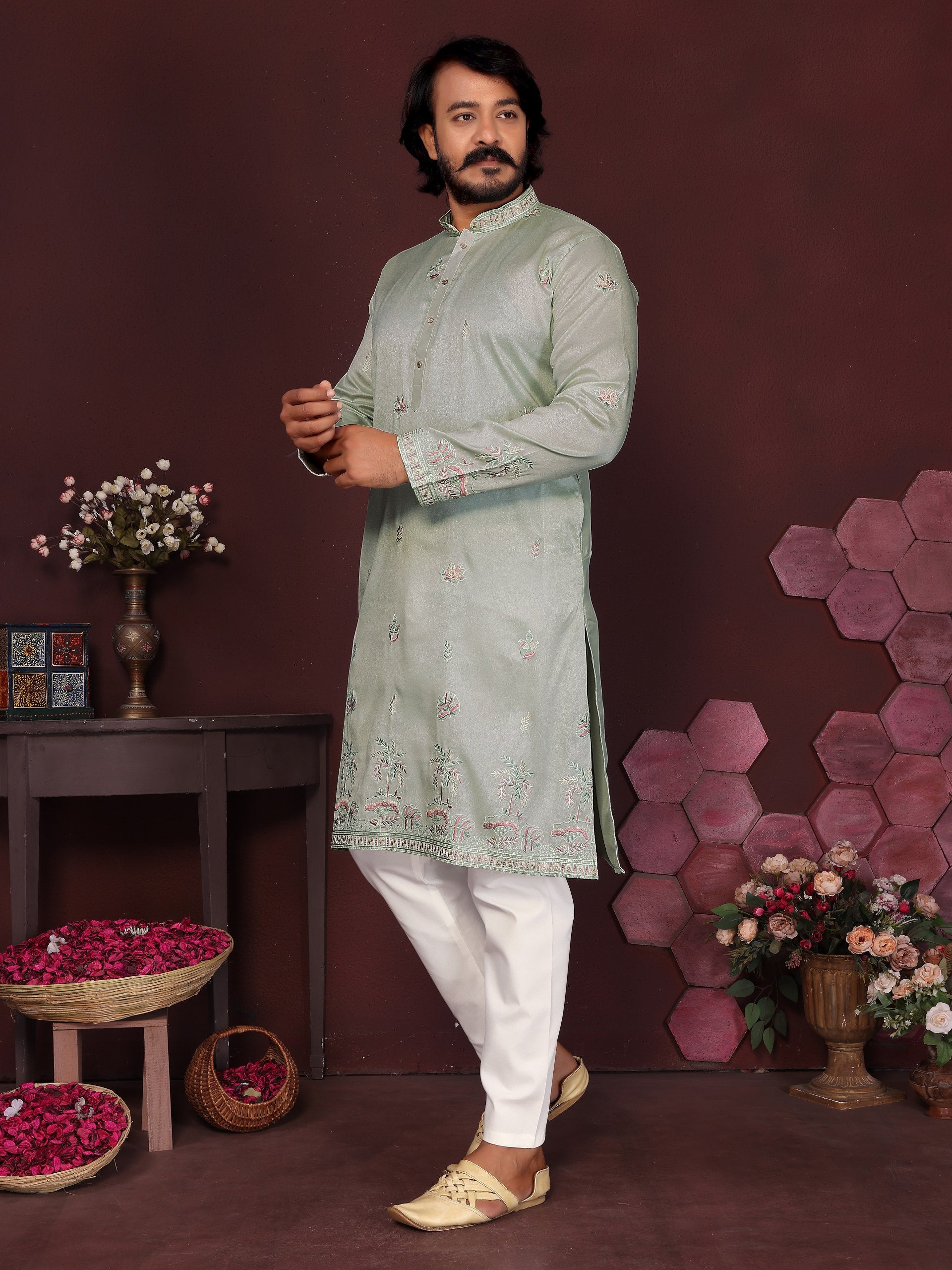 Men's Kurta With Embroidery sequence work | Krushi Life Style