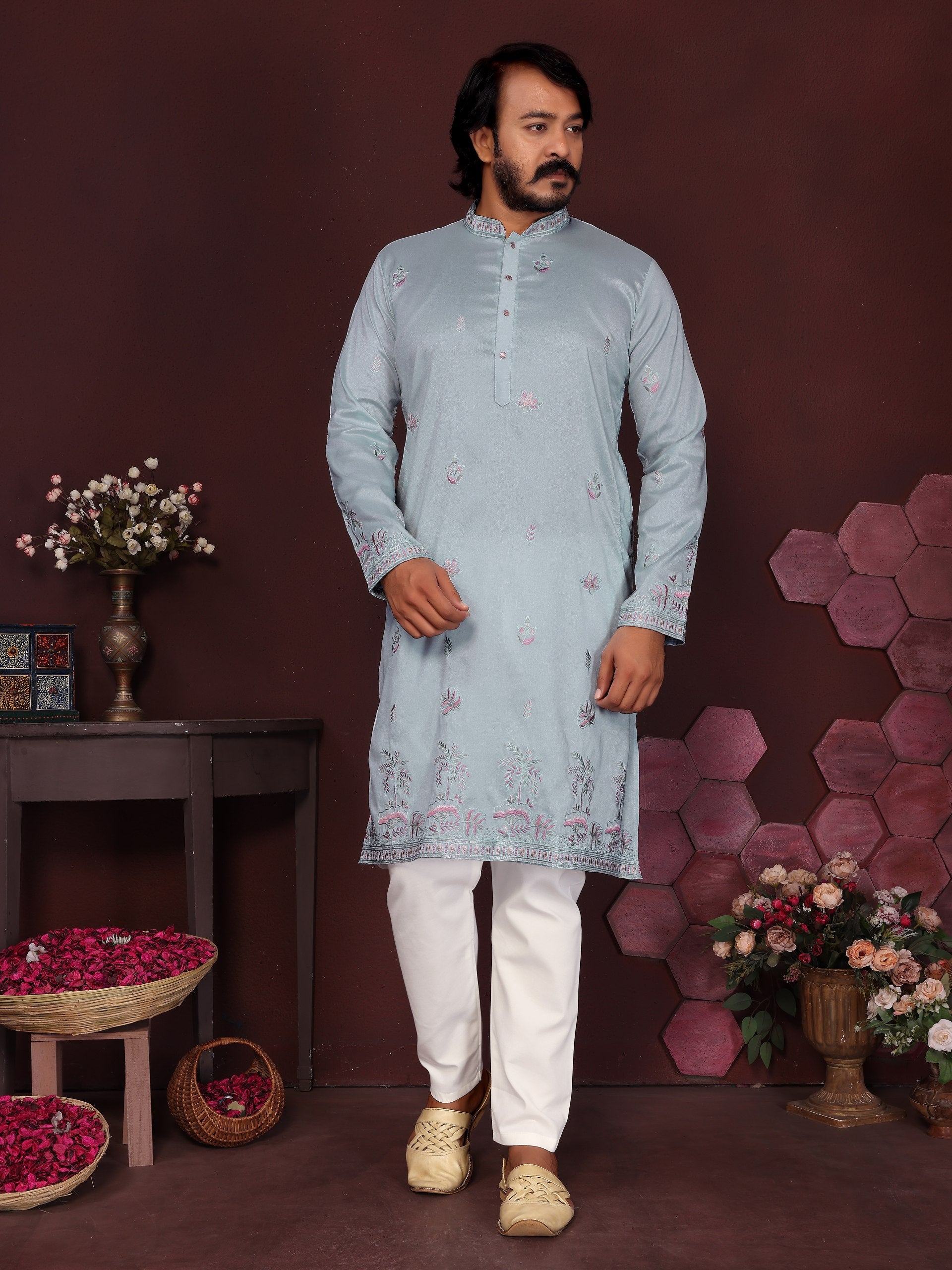 Men's Kurta With Embroidery sequence work | Krushi Life Style