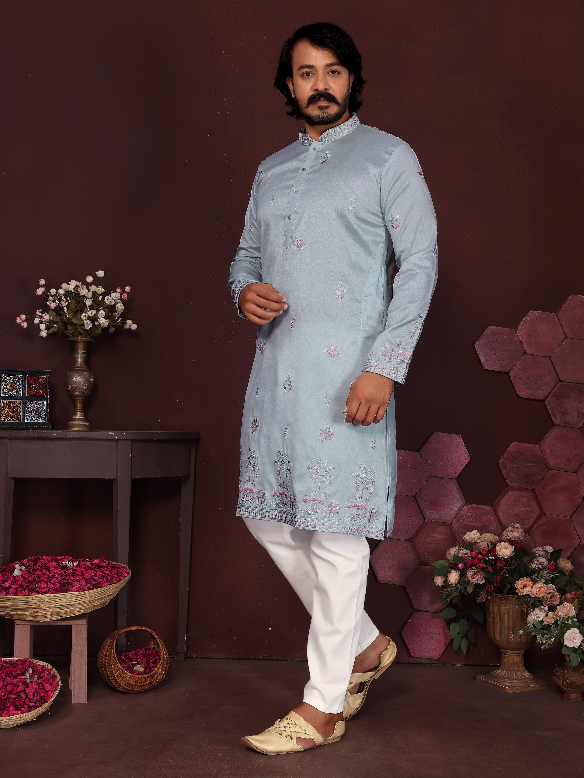 Men's Kurta With Embroidery sequence work | Krushi Life Style