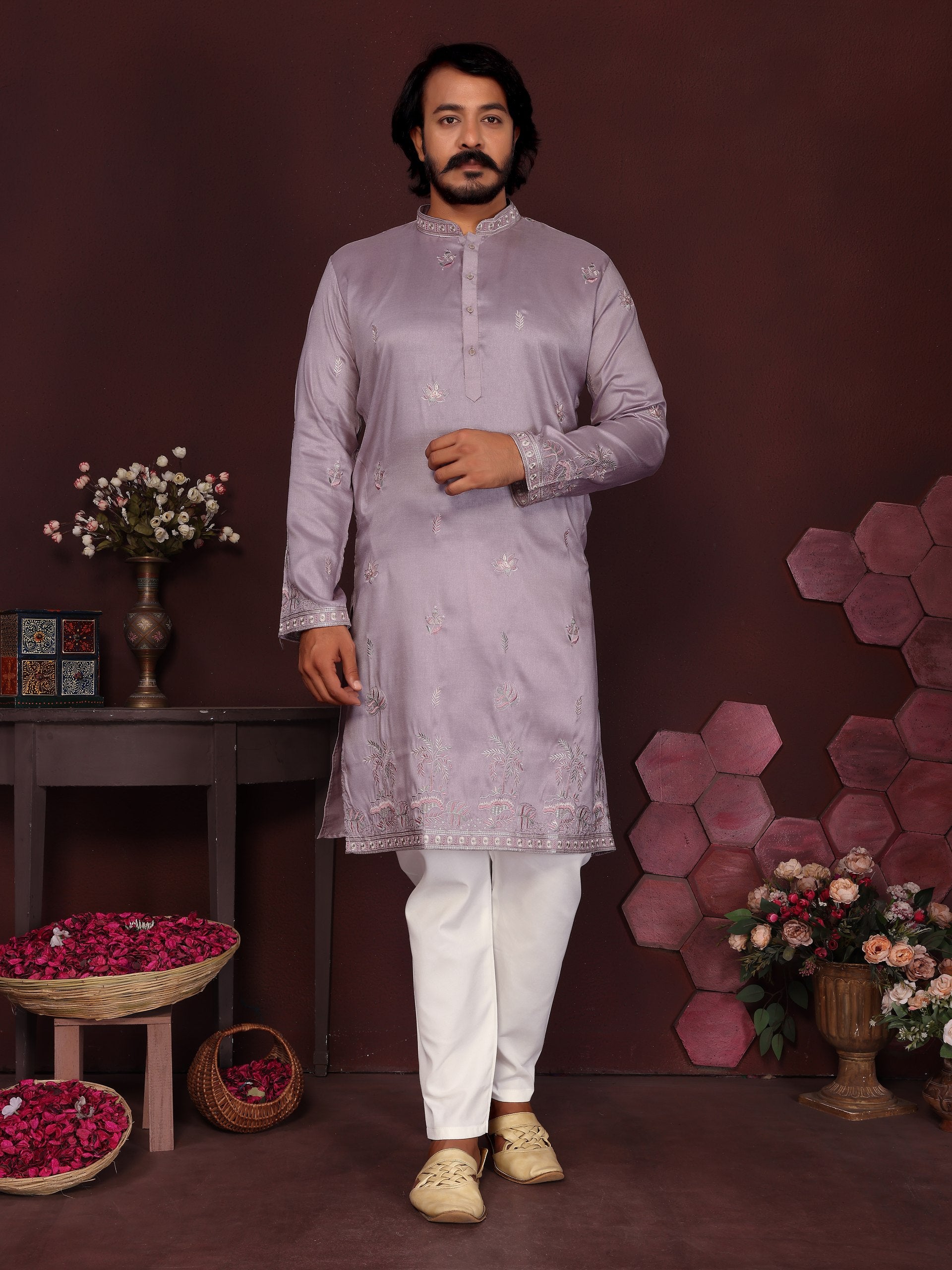 Men's Kurta With Embroidery sequence work | Krushi Life Style
